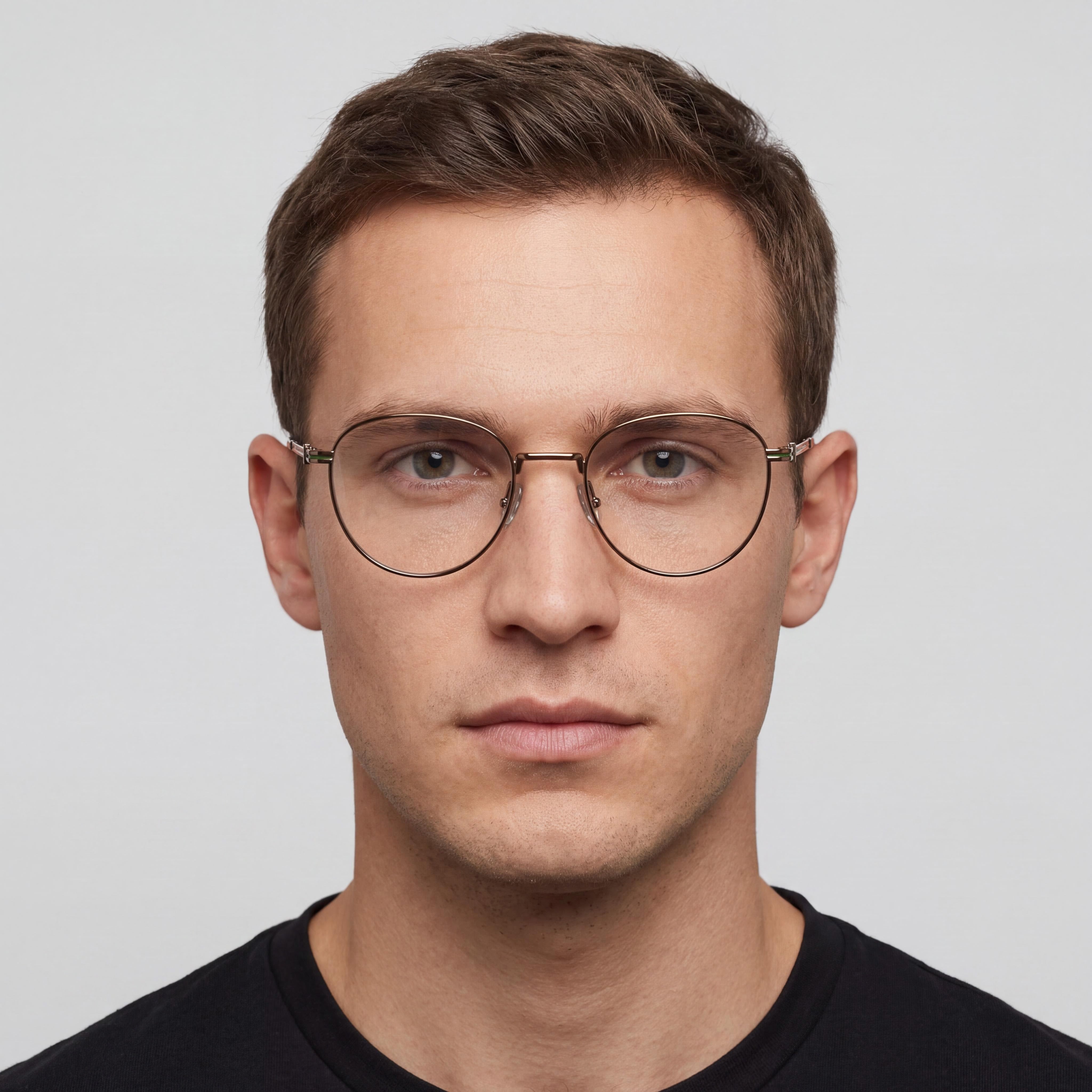 Lacoste Modern Unisex Oval Metal Frame Eyeglasses with Plastic Lenses in Amber Gold (52mm Lens, 20mm Bridge, 145mm Temple), Photo 4