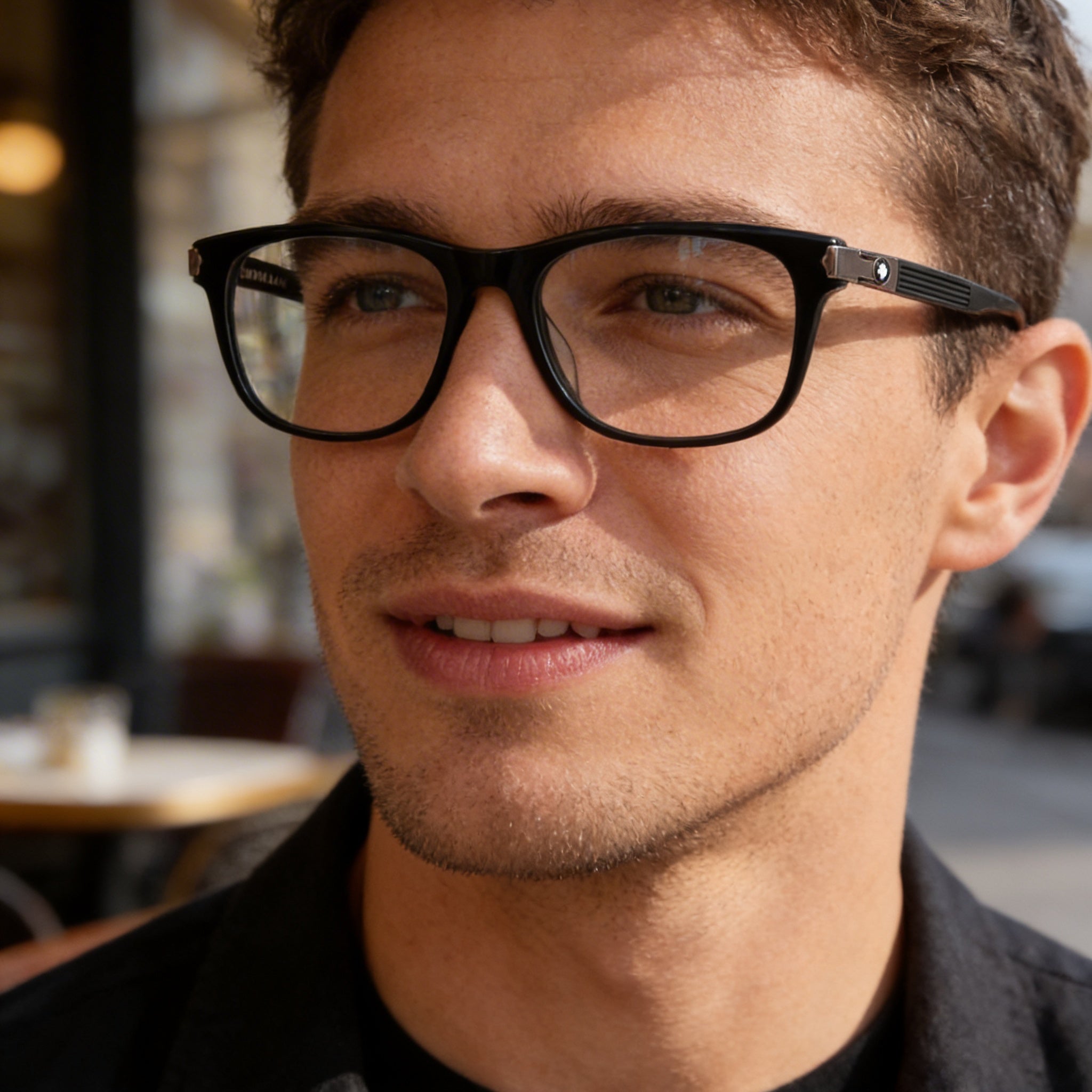 MONTBLANC Established Men's Black Plastic Full Rim Rectangular Rx-Able Eyeglasses with Clear Acetate Lenses 56-18-150, Photo 6