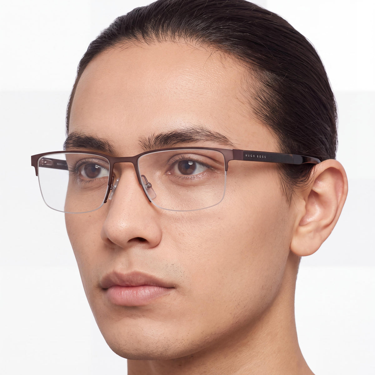 Gafas Unisex Boss 1302/U con Montura de Metal Marrón Mate y Lentes de Policarbonato sin Graduación 57-18-145, Photo 3