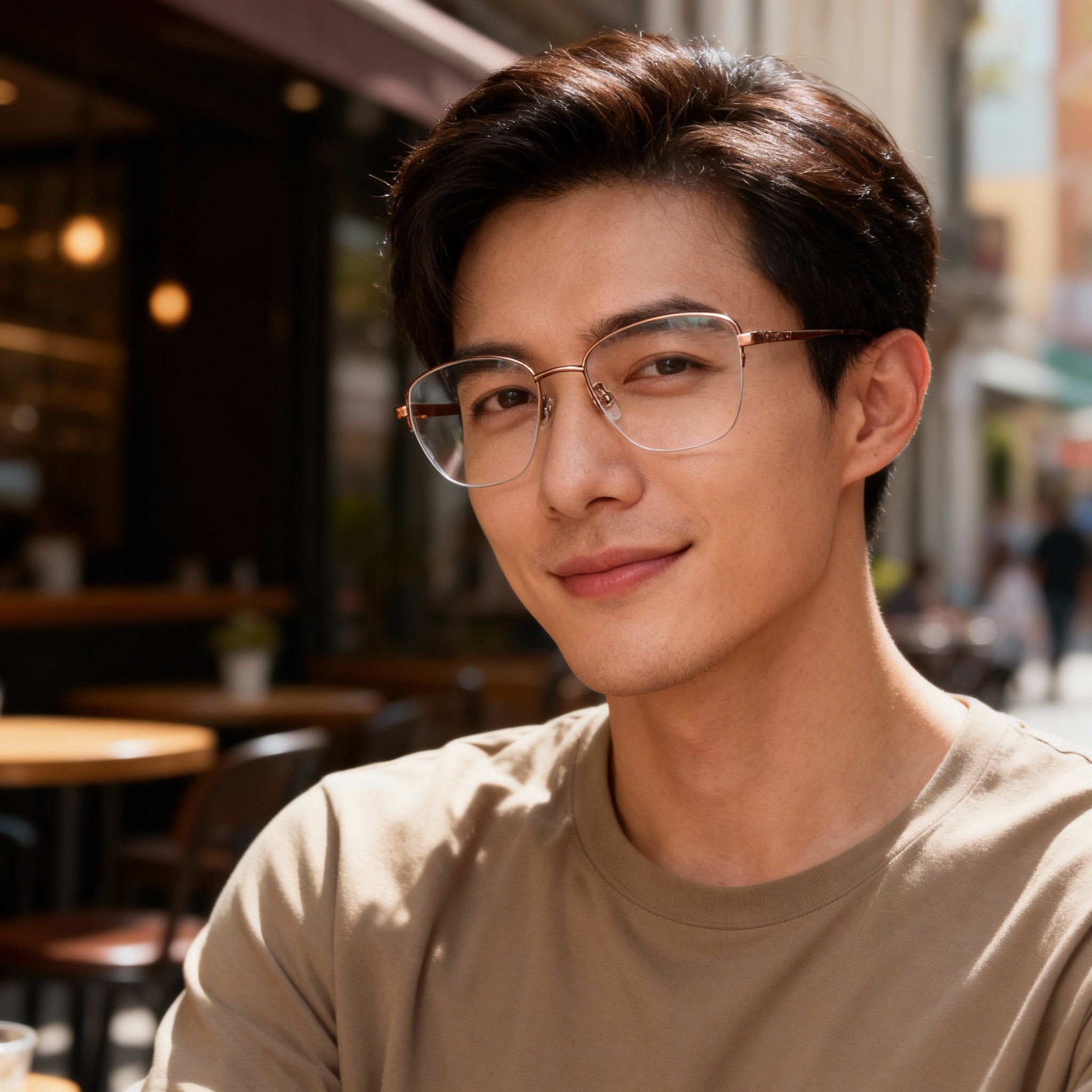 Adensco Men's Rectangular Optical Eyeglasses with Burgundy Metal and Plastic Frame Construction, Photo 4