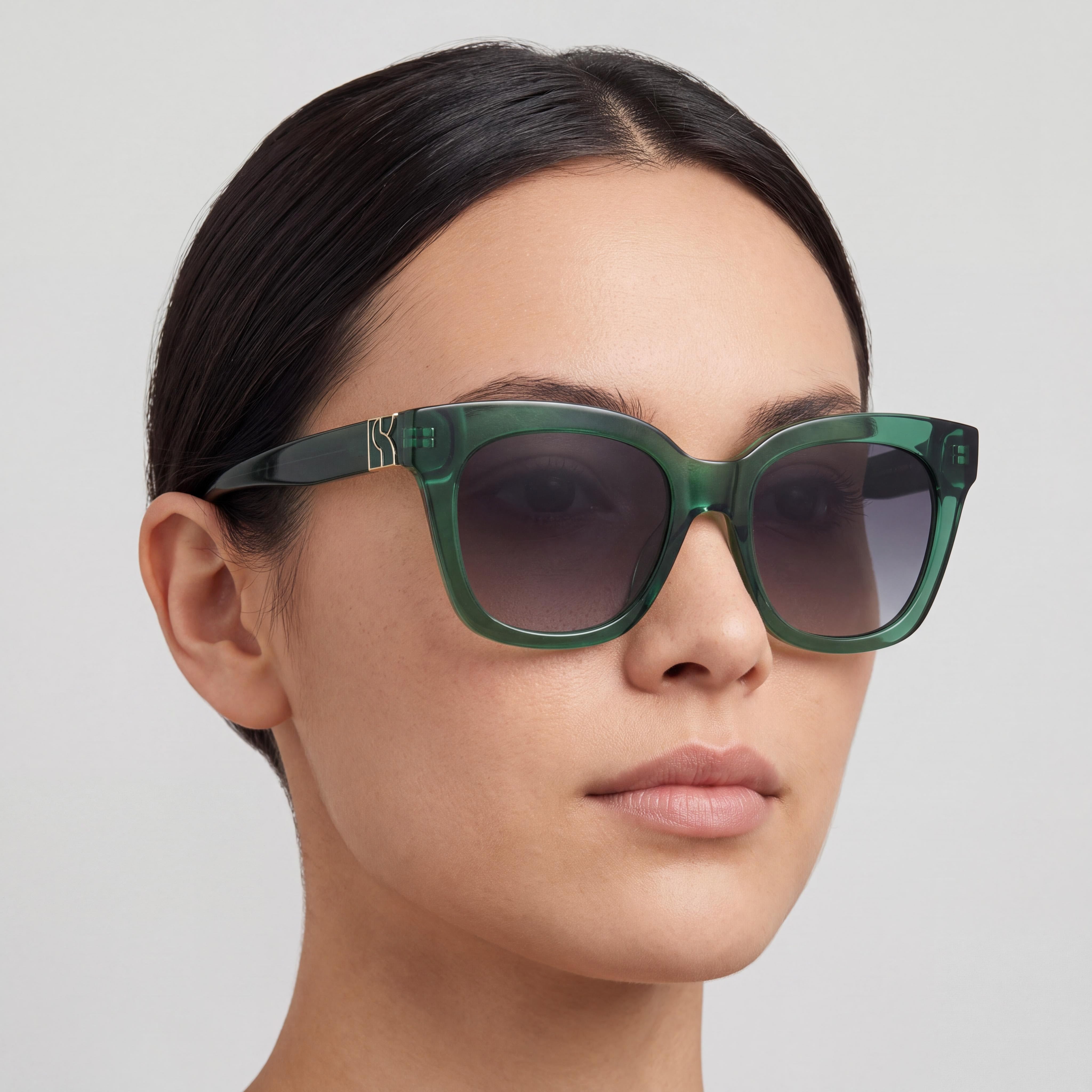 kate spade new york Constance/G/S Square Women's Green Acetate Dark Grey Shaded Sunglasses 53mm Lens, Photo 4