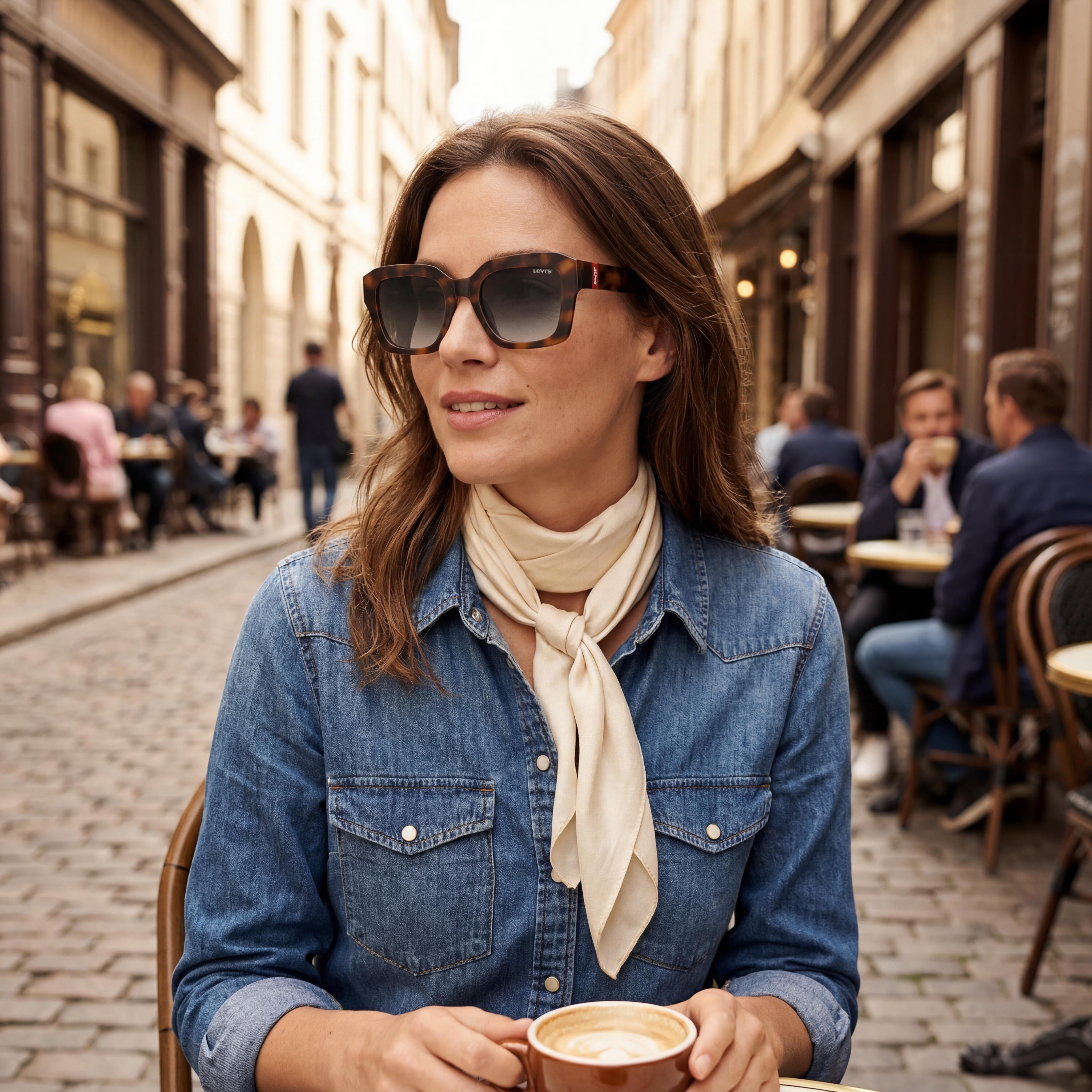 Levi's LV 1027/S Women's Casual Havana Eco Polyamide Frame Sunglasses, Green Shaded UV Protection Lenses 53mm, Photo 6