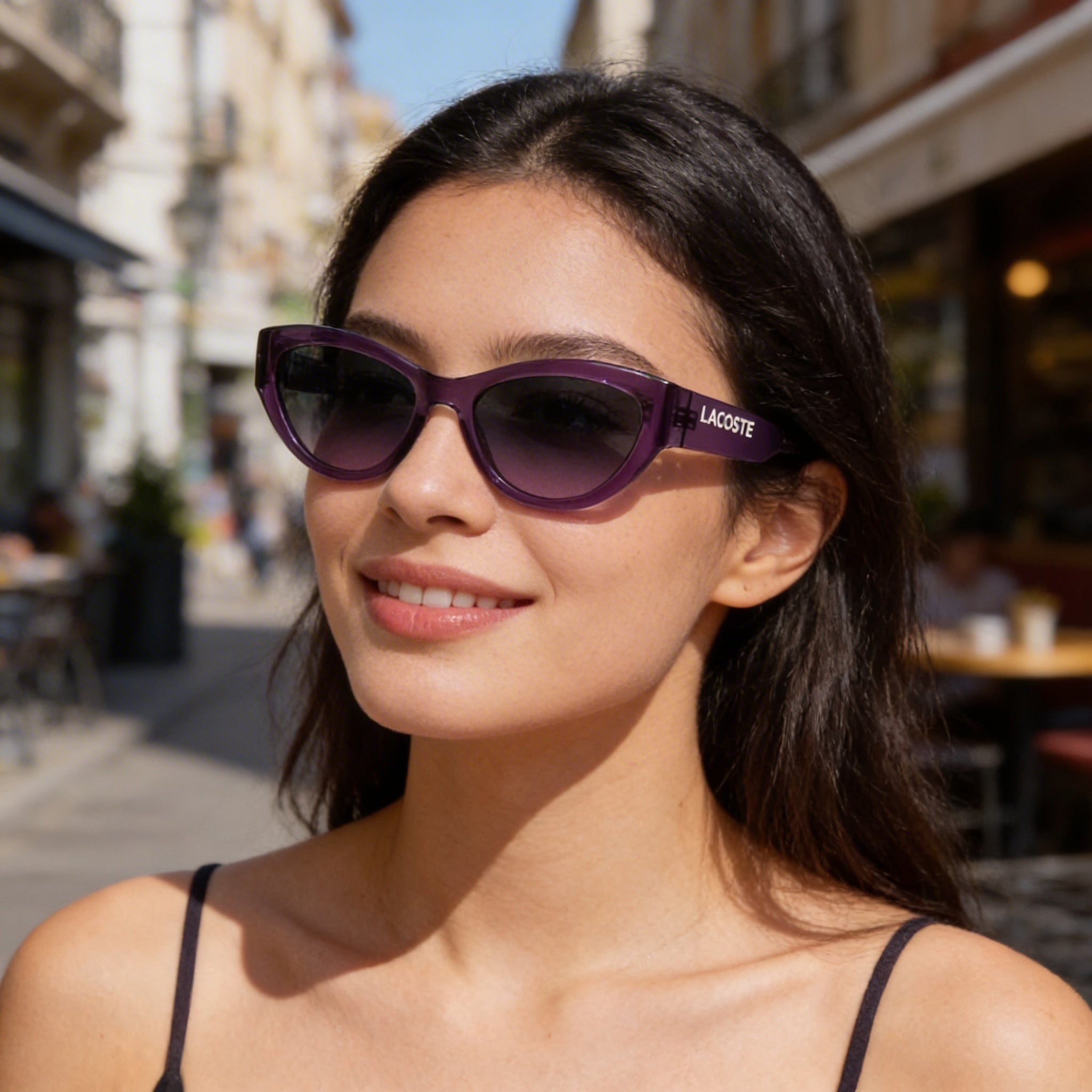Lacoste Women's L6013s Multi-Coloured Iniettato Frame 100% UV Protection Transparent Purple Lens 54mm Sunglasses, Photo 6
