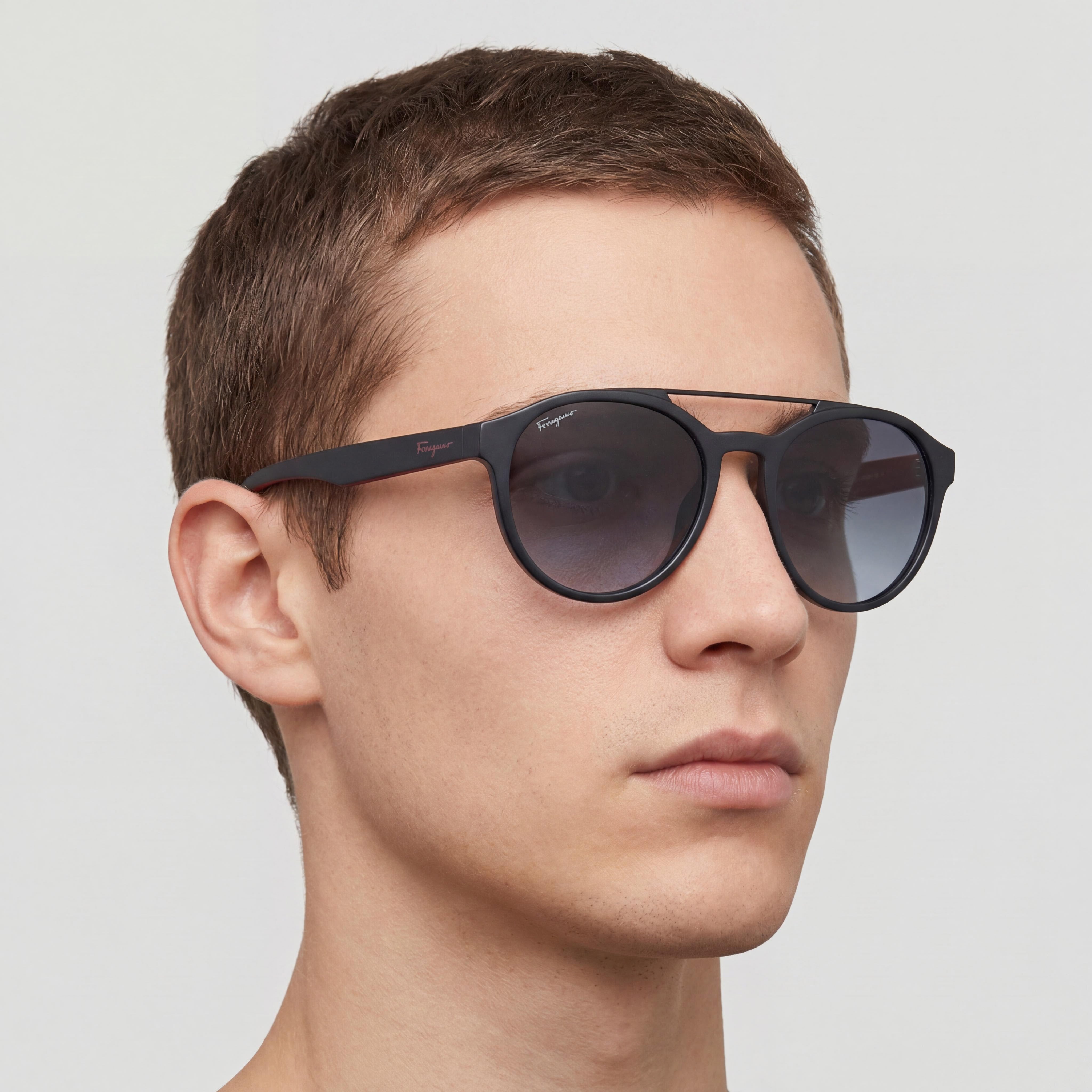 Salvatore Ferragamo Aviators Unisex Dark Grey, Red Plastic Frame with Grey Lens UV 53mm Lens Width, Photo 5