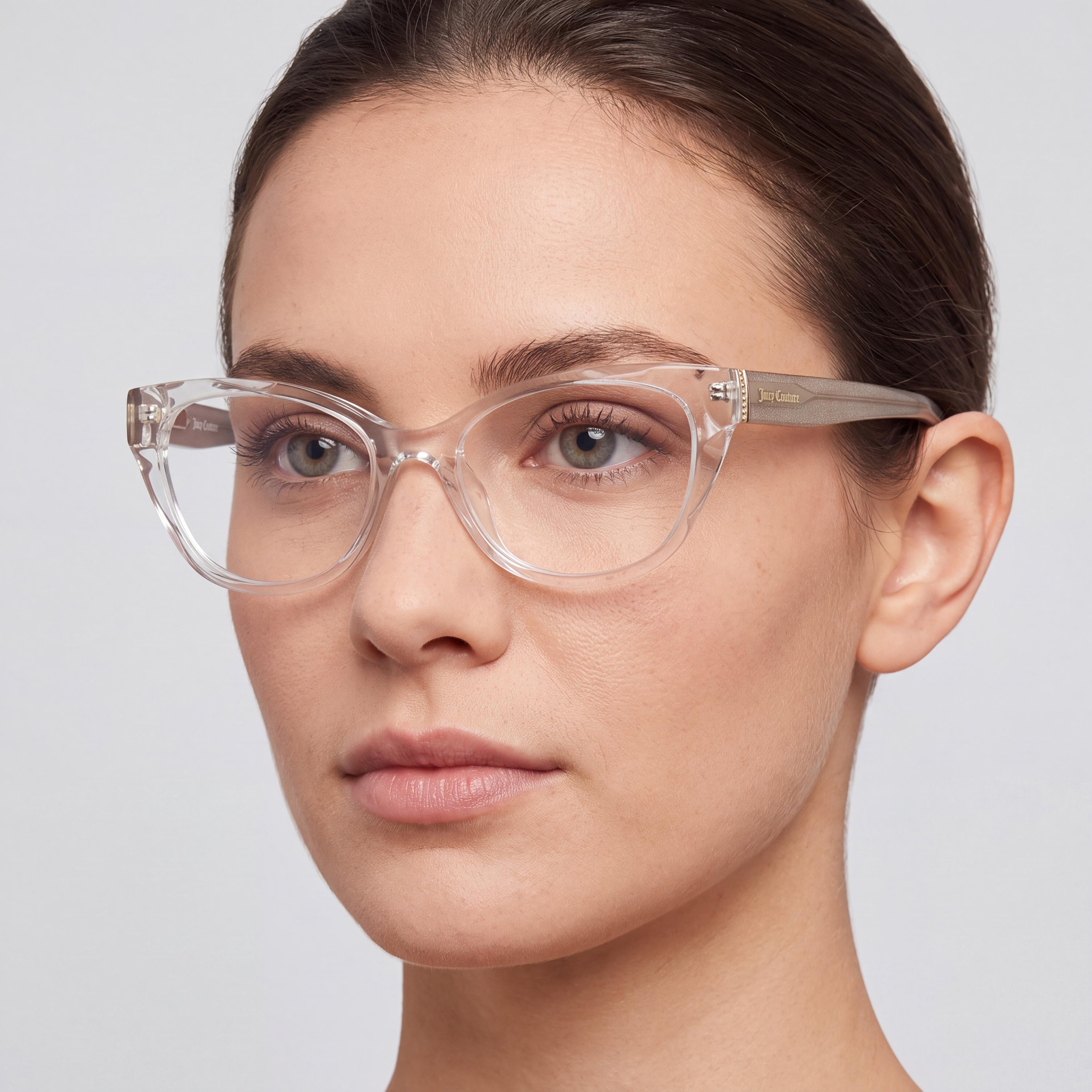 Juicy Couture 255 /G 900 Women's Crystal Plastic Frame Eyeglasses, Polycarbonate Multicolor Lenses, 53mm, Photo 4