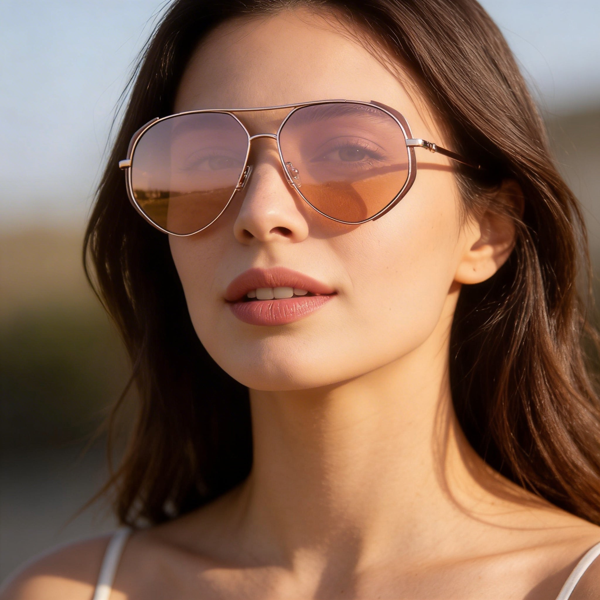 Gafas de sol unisex Guess Gu00219 de acetato en beige mate y oro rosa brillante, lentes marrones, sin polarizar, protección UV, 59 mm, Photo 5