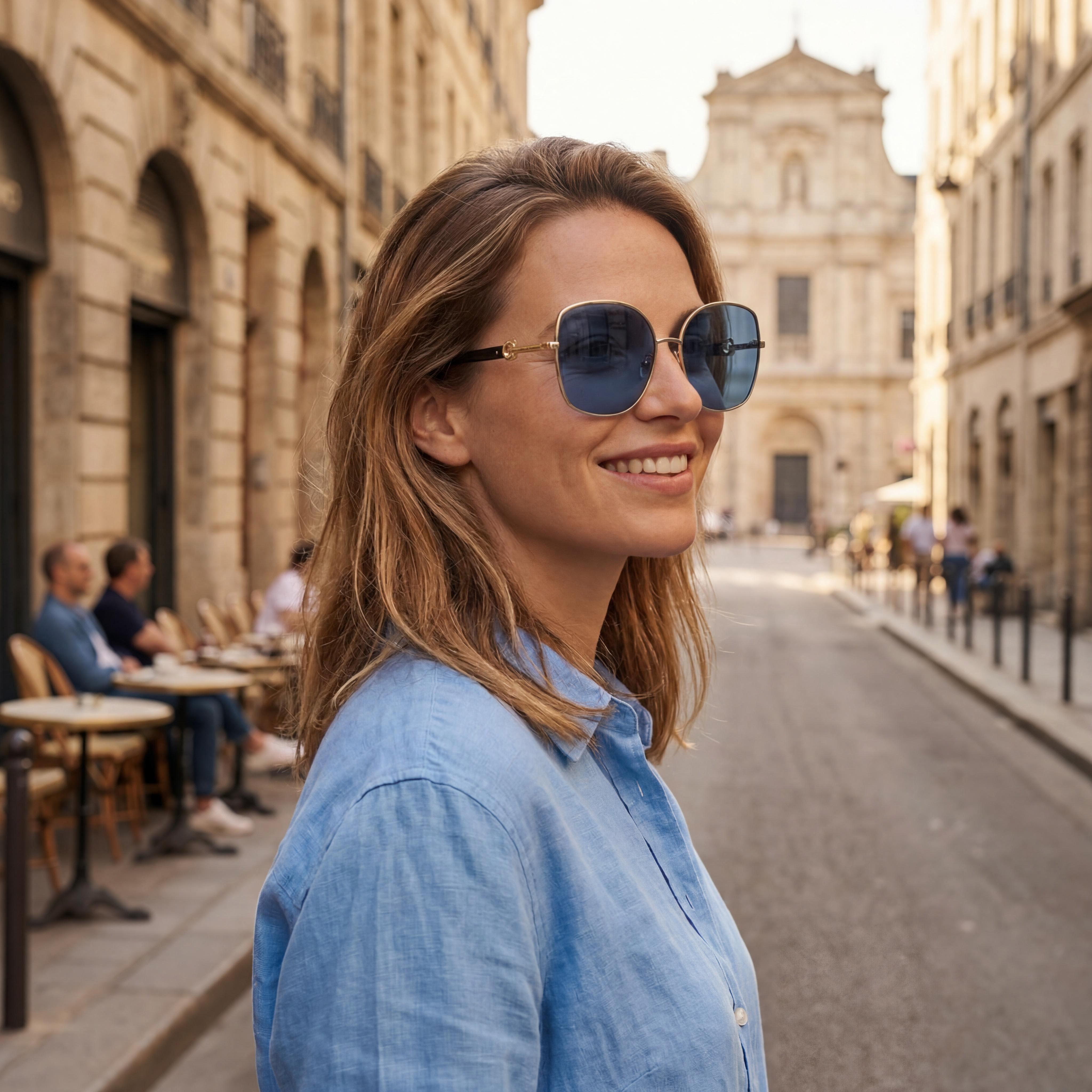 Gafas de sol Salvatore Ferragamo Modernas para mujer Metallo Oro Degradado Gris 58mm, Photo 4