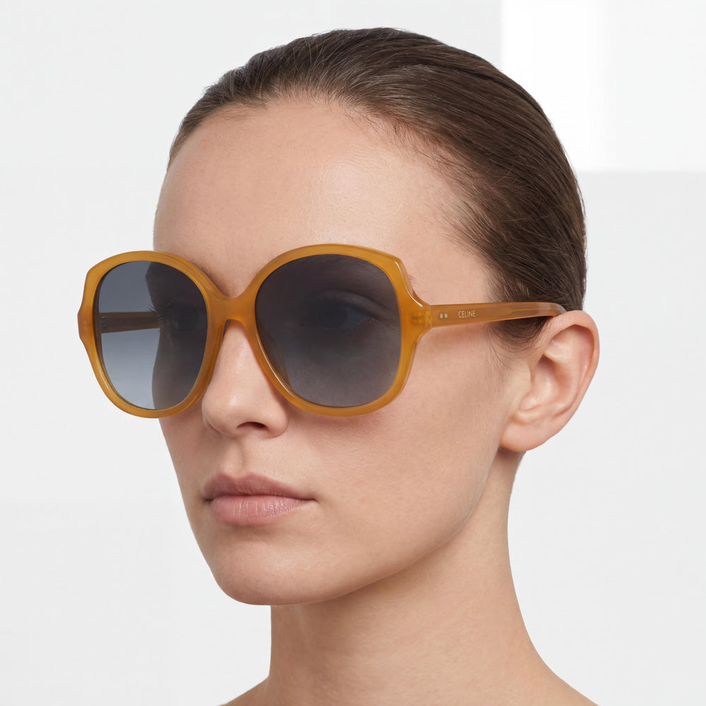 Celine Women's Acetate Sunglasses, Milky Honey Frame, Grey Gradient RX Lenses, 100% UV Protection