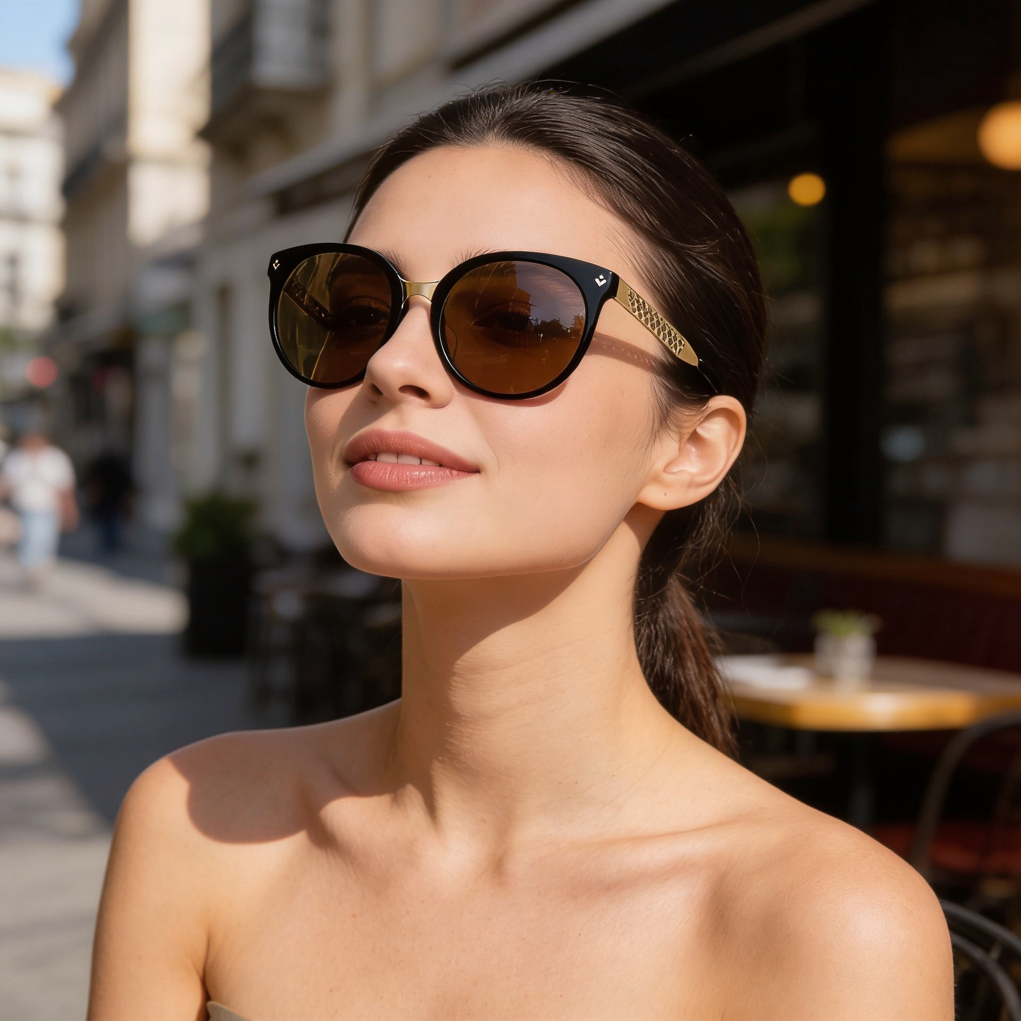 Gafas de sol Lacoste Classic para mujer, montura de plástico negra, lentes negras de 55 mm, protección UV, Photo 6