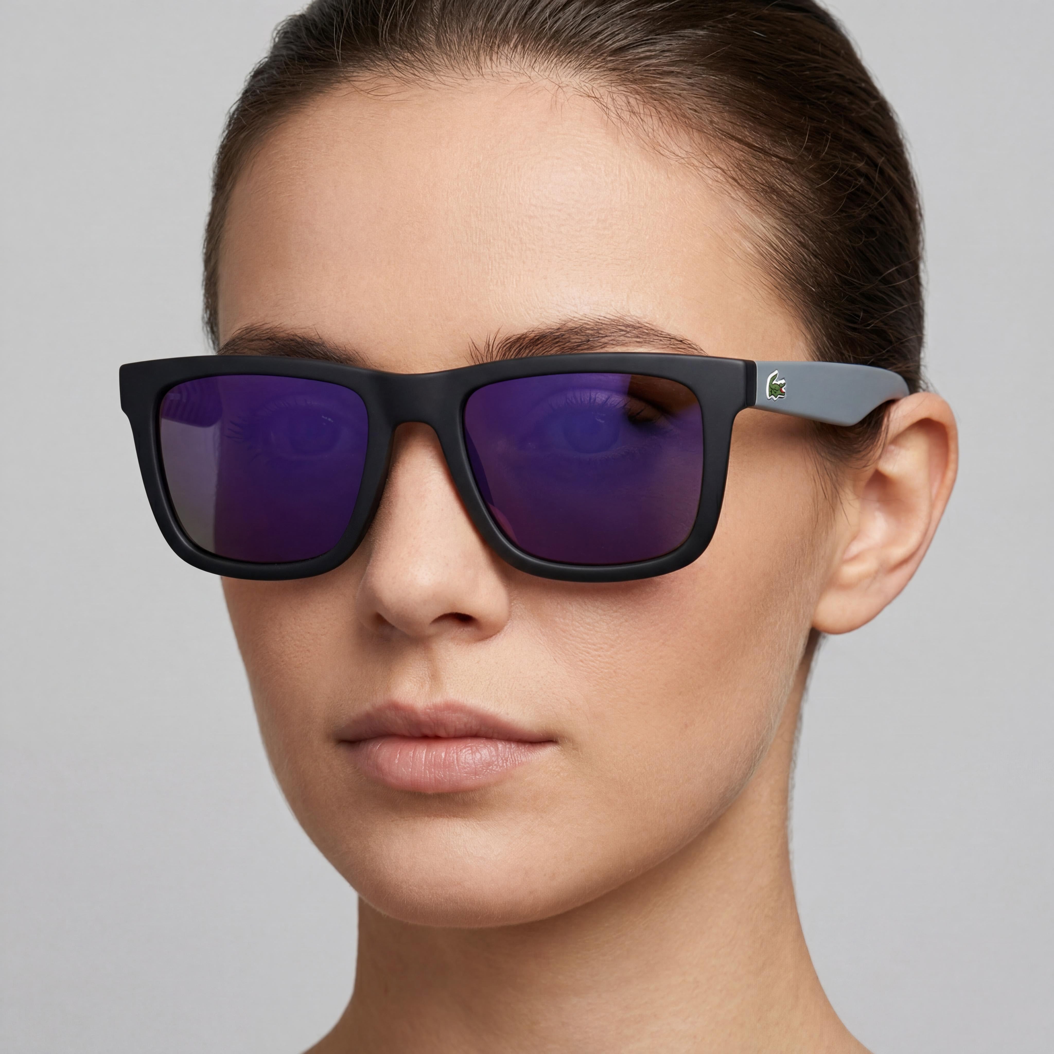 Gafas de sol Lacoste Classic de acetato para mujer, antirreflejos, no polarizadas, con lentes azul marino y marrón mate, 100 % protección UV, 54 mm, Photo 5