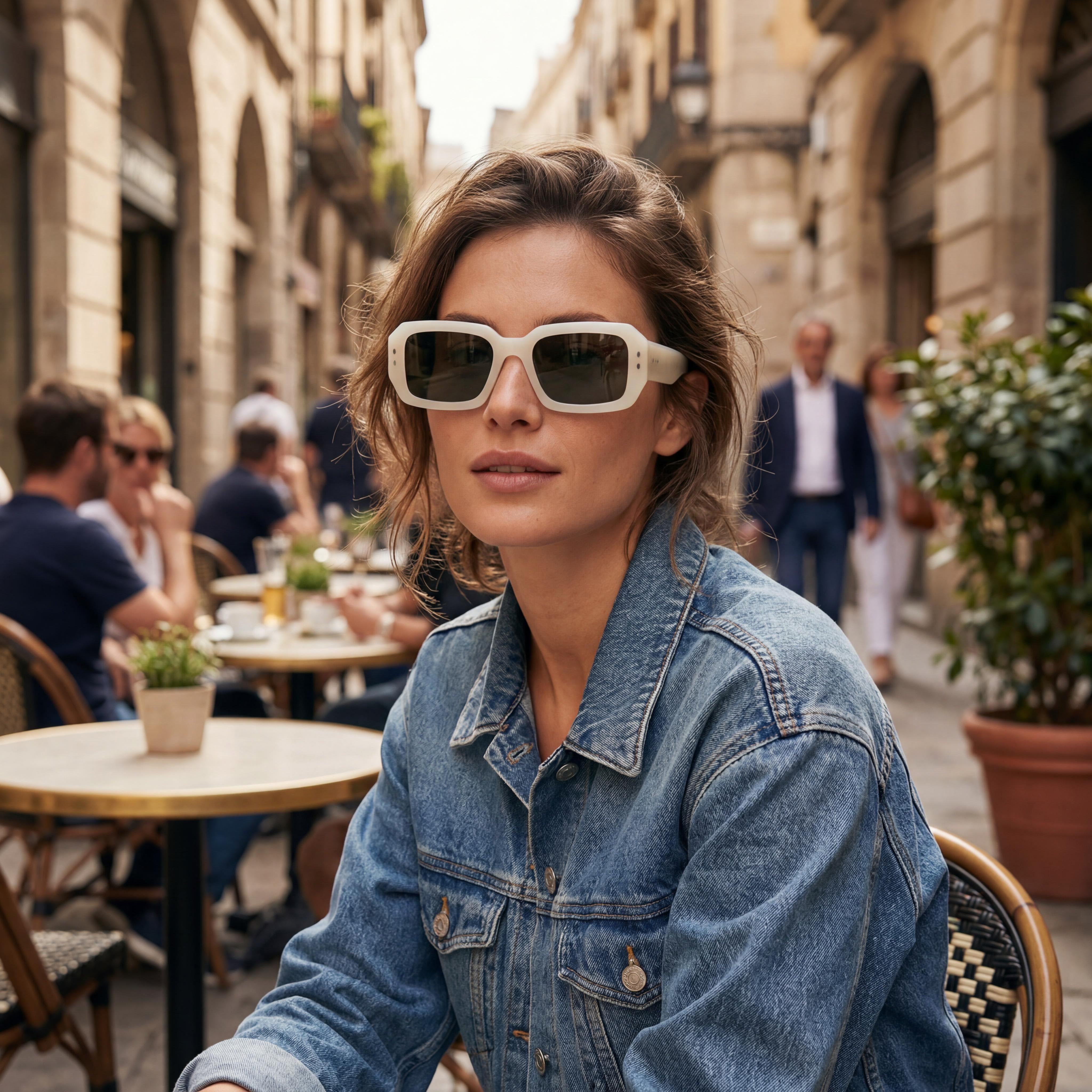 Gafas de sol de mujer de acetato de moda Isabel Marant, montura de acetato blanca perlada y gris, 53 mm, protección UV, Photo 4