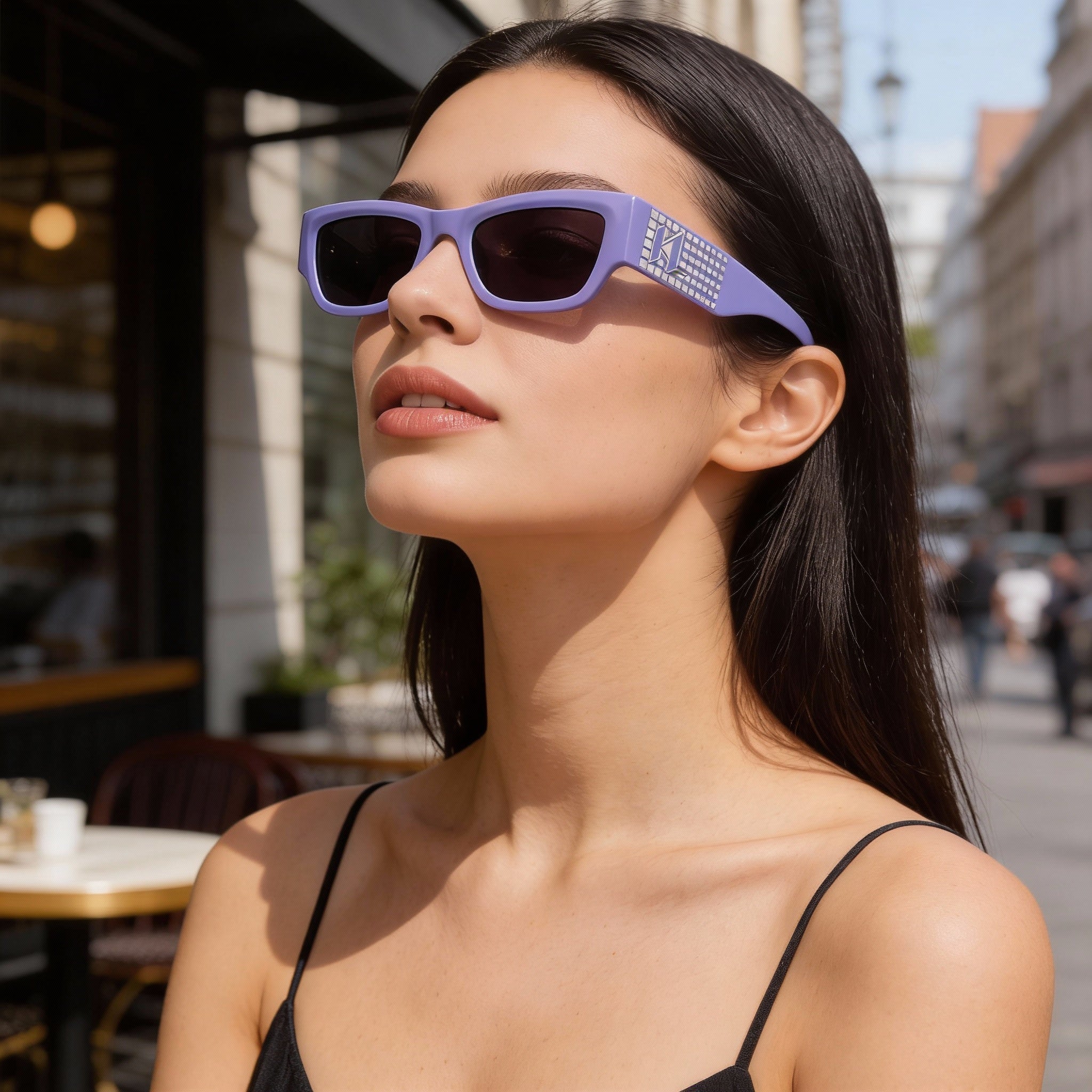 Karl Lagerfeld Paris Kl6141s Women's Violet Frame Rectangular Bio-Injected UV Protection Polycarbonate Sunglasses 52mm, Photo 5