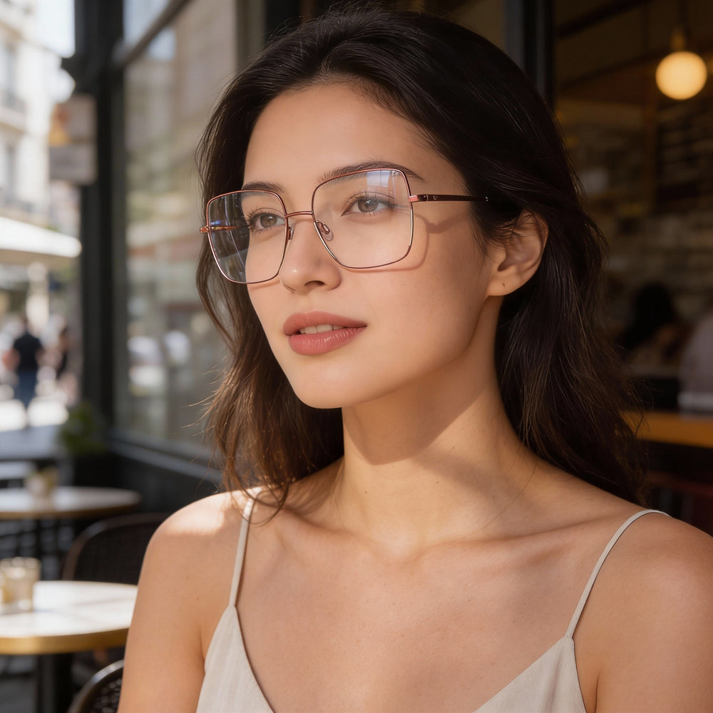Gafas Missoni para mujer, color burdeos y marfil, con montura metálica, lentes de 55 mm, puente de 17 mm, patillas de 140 mm.