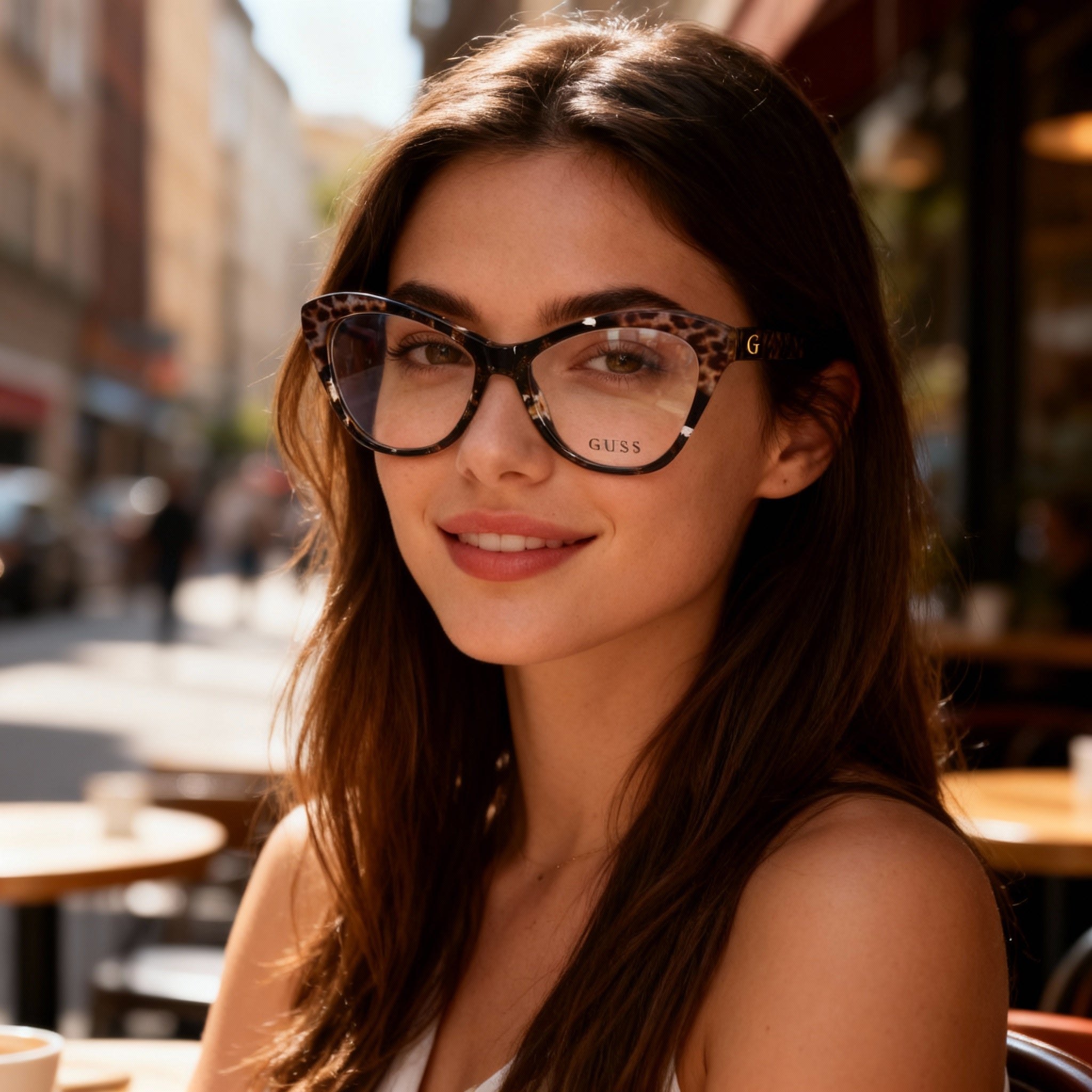 GUESS GU2818 Women's Dark Brown Acetate Designer Eyeglasses Frame (Lens 56mm, Bridge 16mm, Temple 140mm), Photo 5