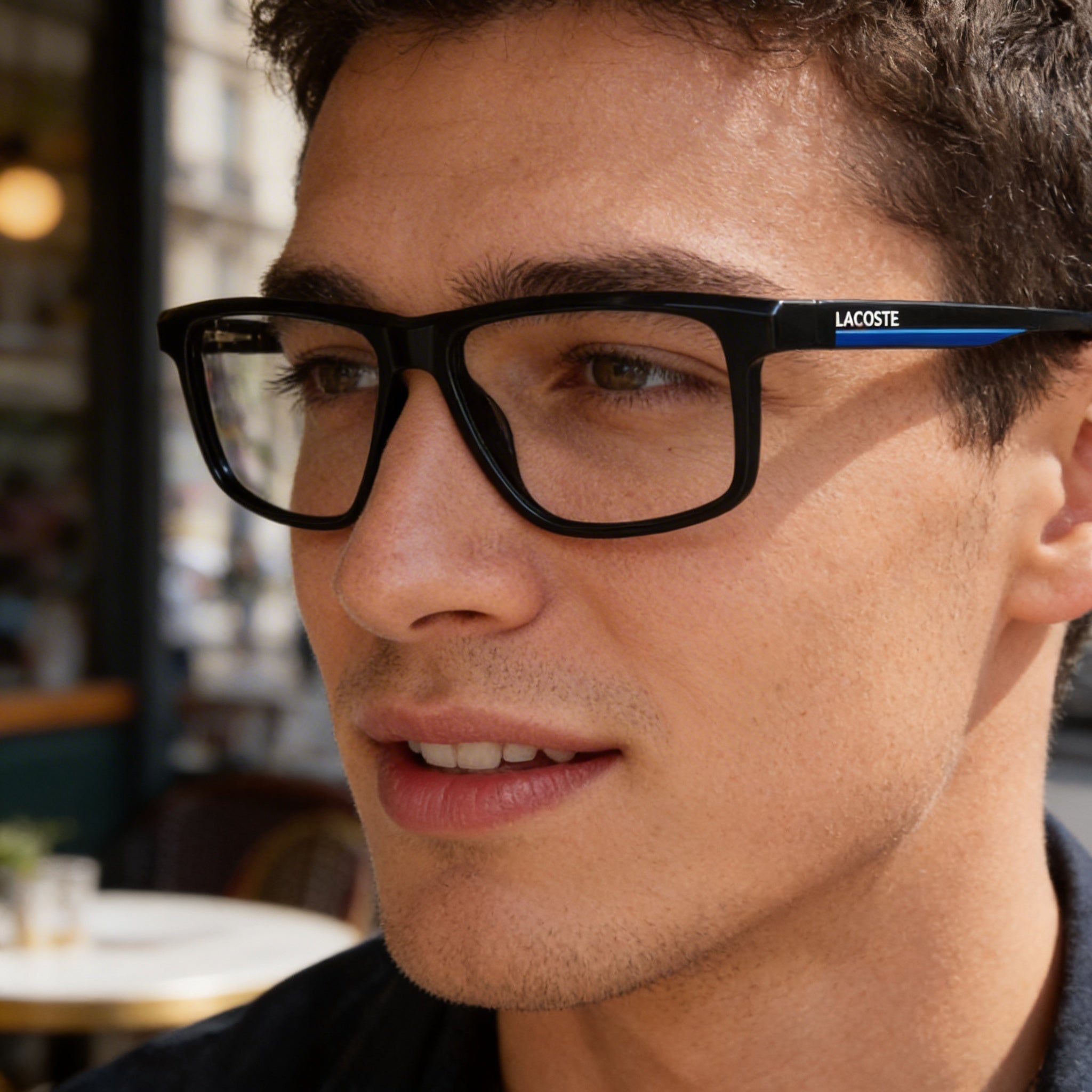 Lacoste Casual Black Frame Ophthalmic Eyeglasses for Men with Transparent Plastic Lenses 55-14-145, Photo 6
