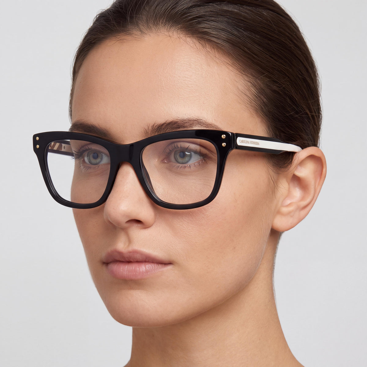 Carolina Herrera 0257 Women's Square Sunglasses with Black White Plastic Frame and Multicolor Lenses 51mm, Photo 3