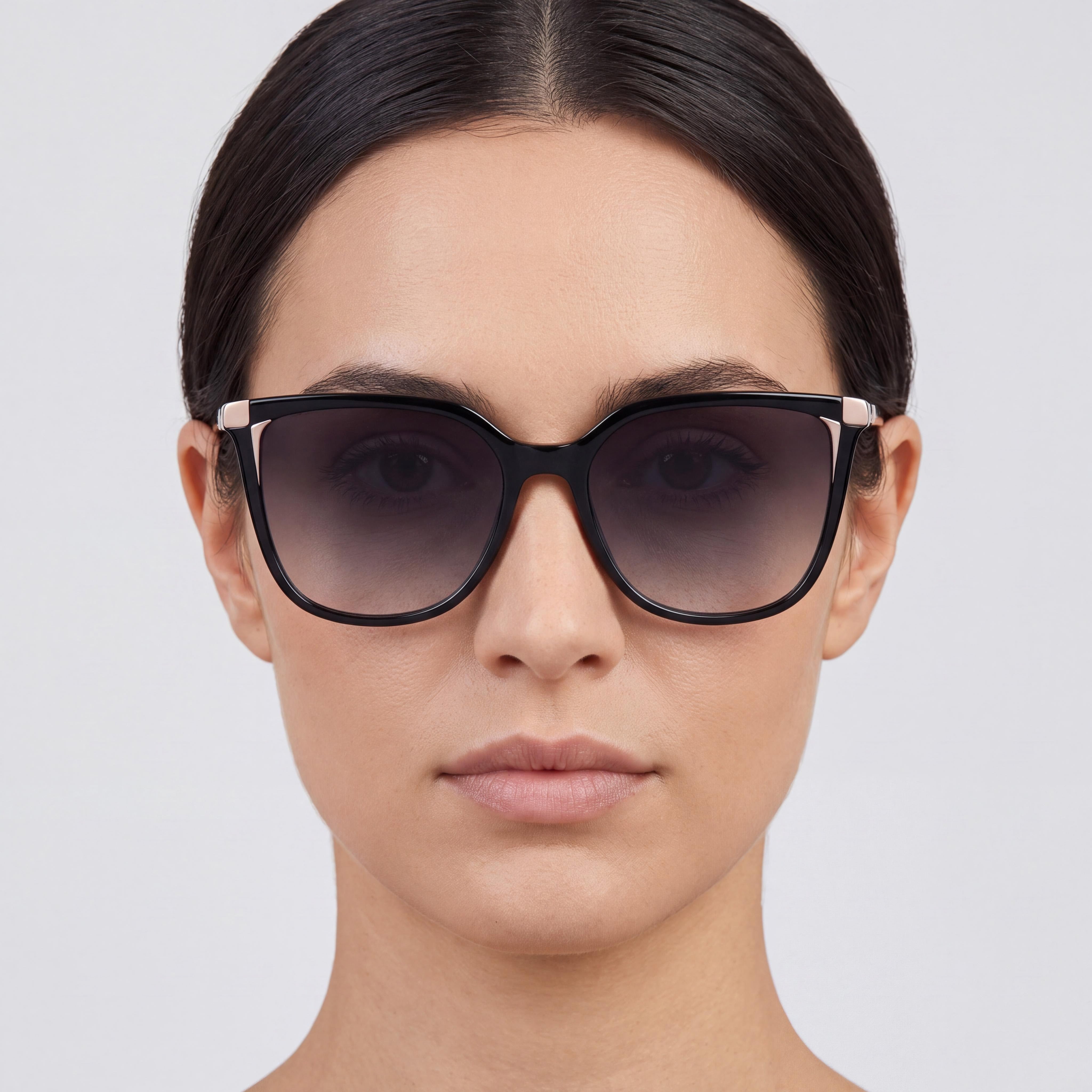 Carolina Herrera Classic HER 0140/S Women's Square Plastic Black Nude Dark Grey Shaded UV Lenses 54mm, Photo 4