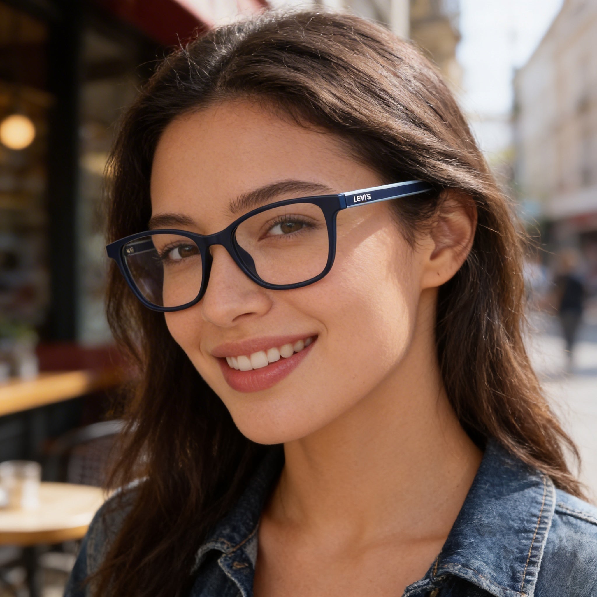 Levi's Lv 1032 - Montura de gafas graduadas de plástico azul para mujer con logotipo exclusivo, talla 49-16-145, Photo 6