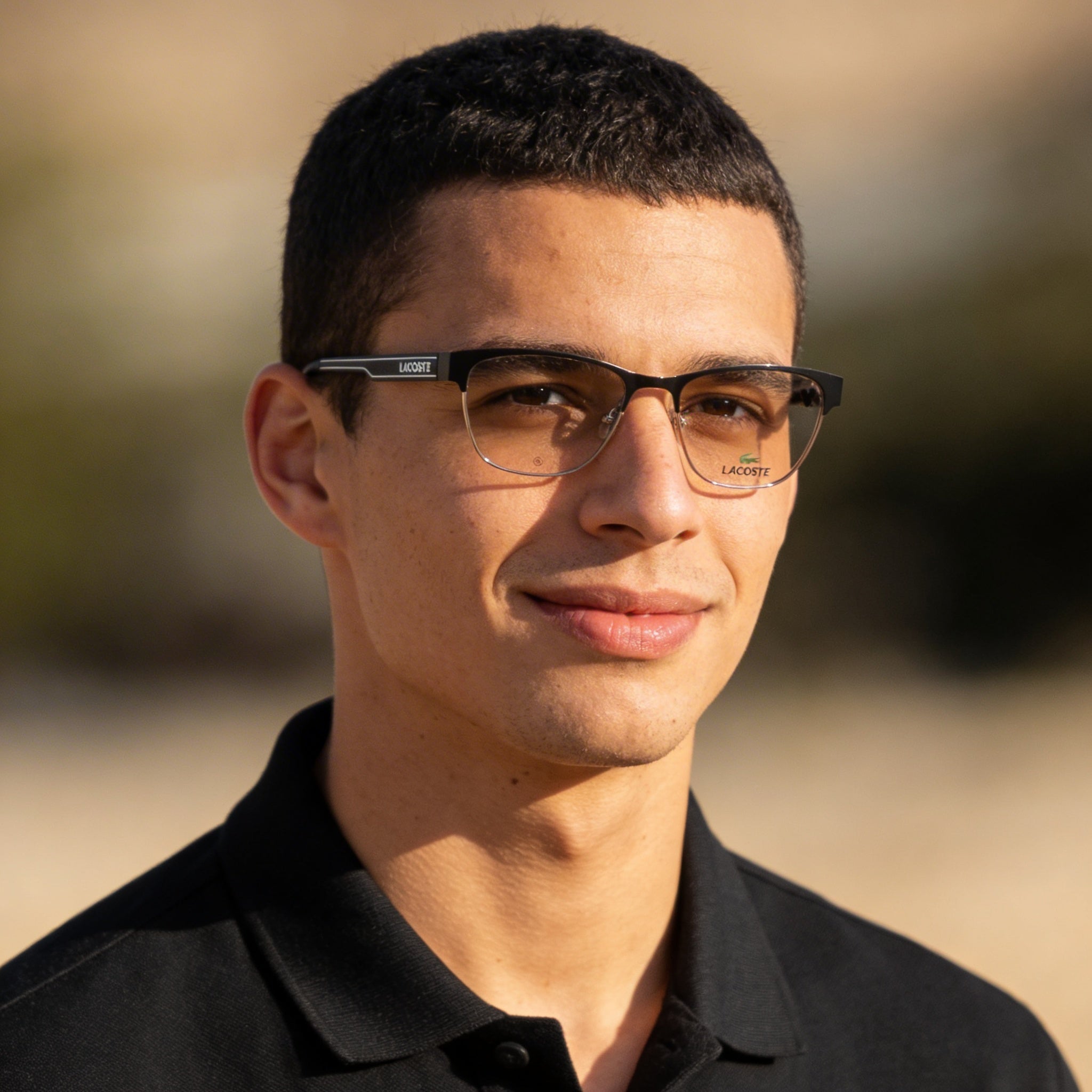 Lacoste Casual L3112 Men's Eyeglass Frame, Matte Black Metal, Polycarbonate Demo Lenses, Size 49-16-130mm, Photo 5