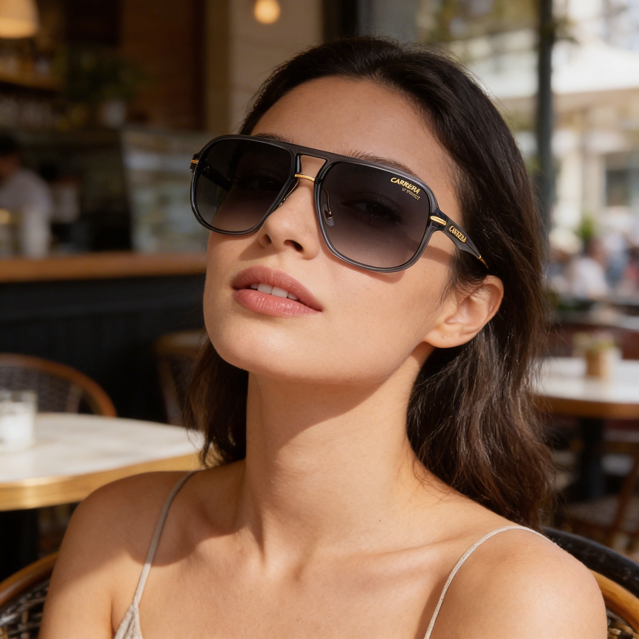 Gafas de sol Carrera Classic unisex con montura de poliamida gris transparente, cristales gris oscuro degradados sin polarizar, protección UV, aptas para lentes recetadas, 60 mm, Photo 4