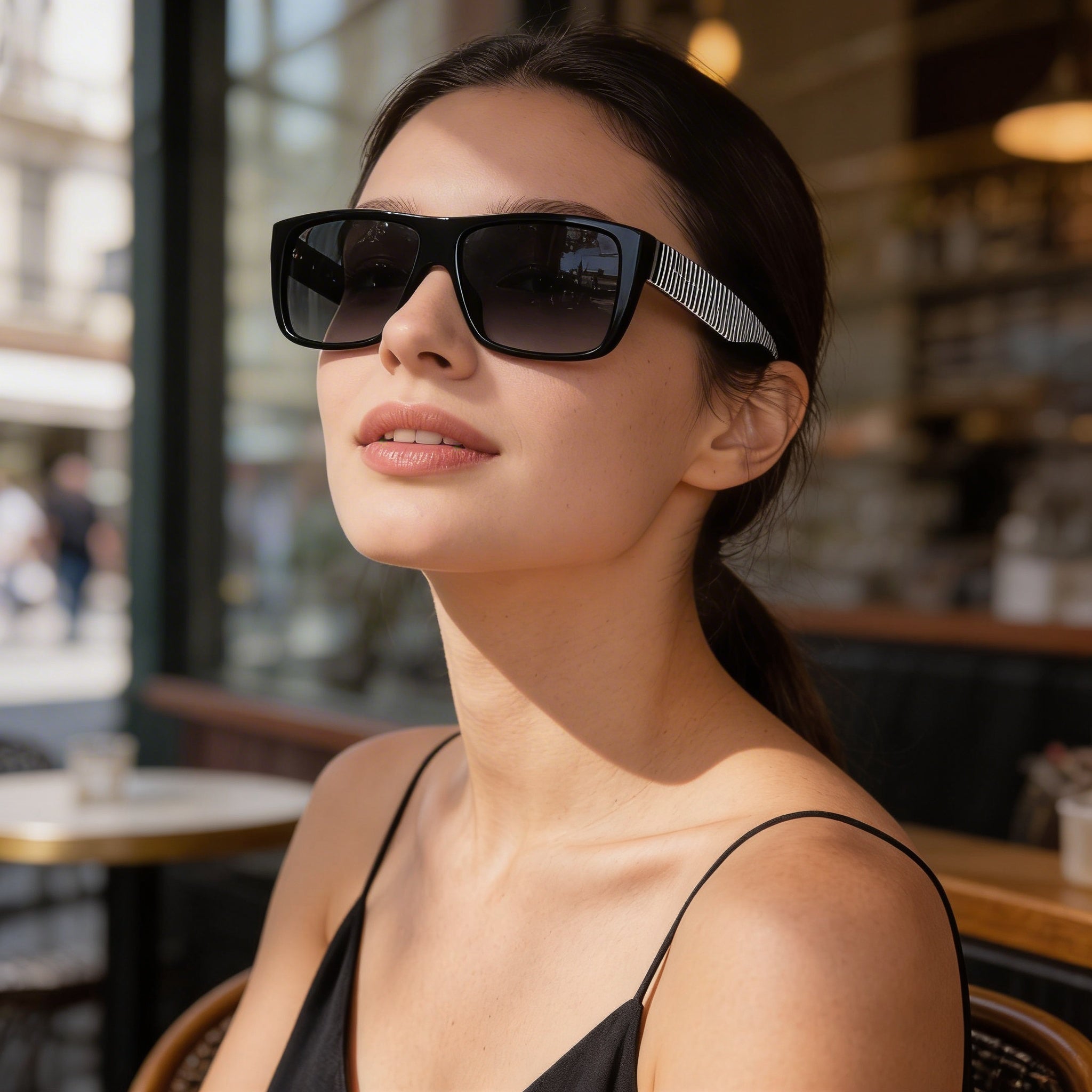 Marc Jacobs Marc096/S Women's Black Plastic Square Non-Polarized Sunglasses Dark Gray Gradient UV 400 Lenses 57mm, Photo 5