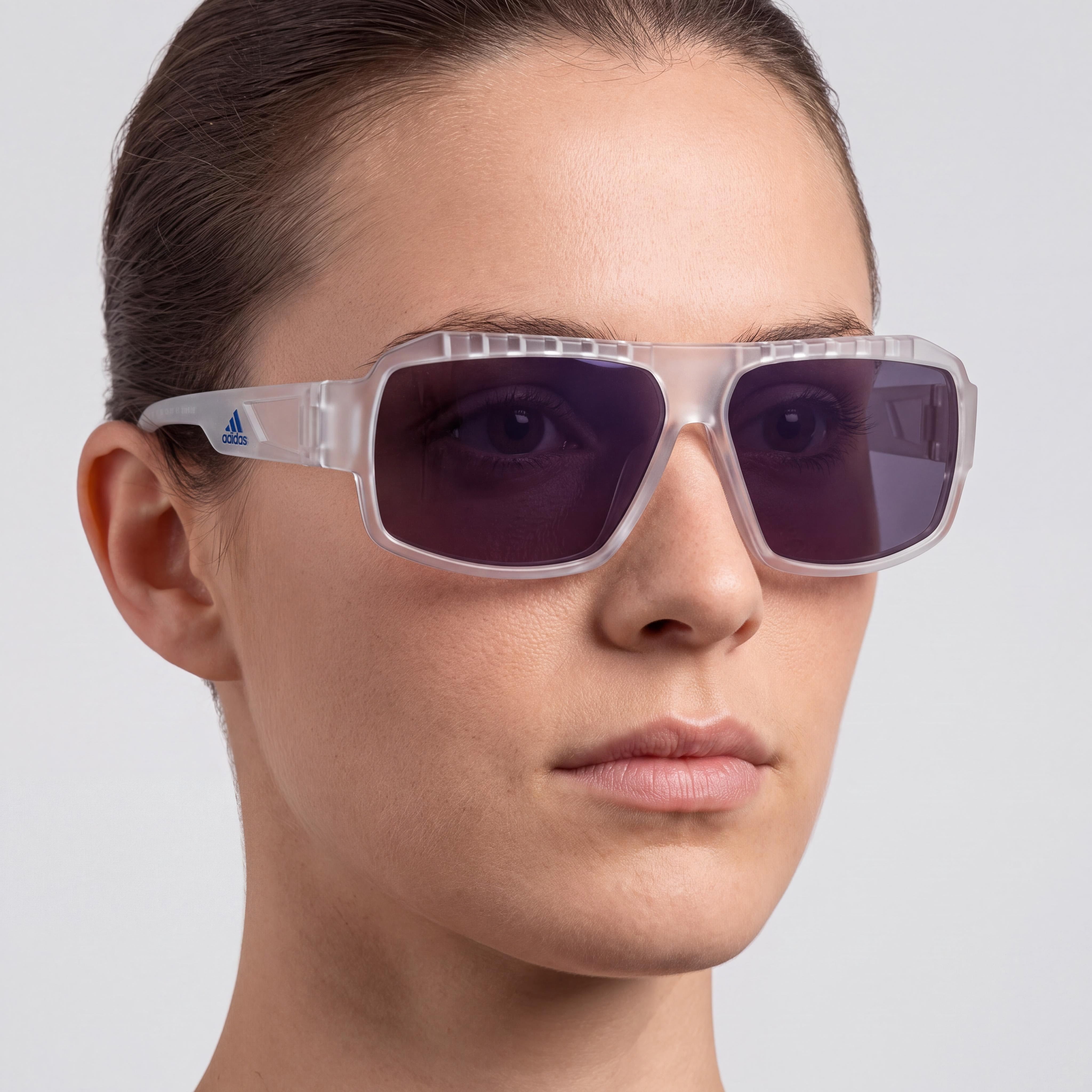 adidas Contemporary Unisex Pilot Style Crystal Plastic Frame Blue Mirror Non-Polarized Sunglasses 62mm, Photo 5