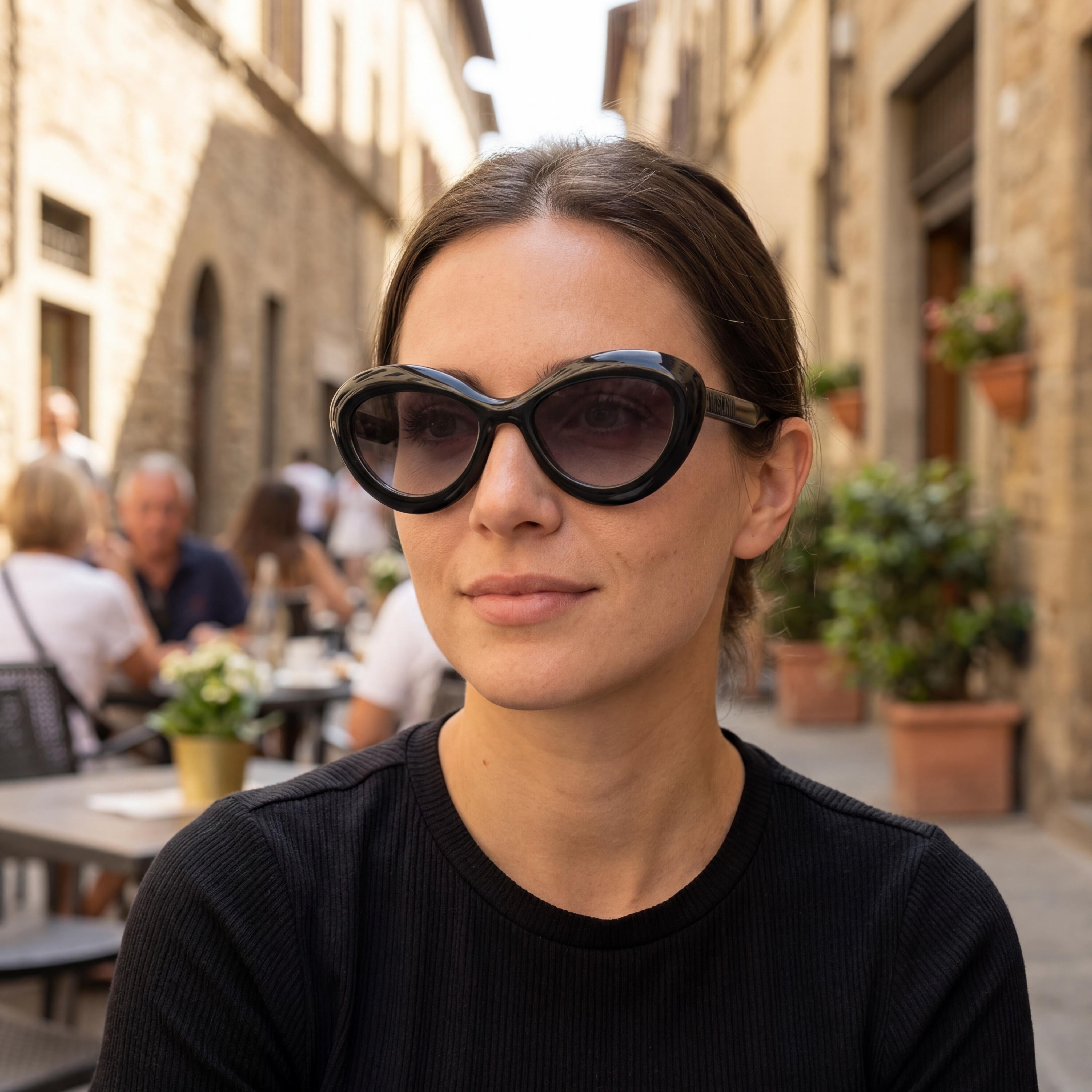 Moschino Casual Unisex Black Dark Grey Shaded Cellulose Propionate Frame Gradient Dark Grey Shaded Lenses 55-19-140, Photo 6