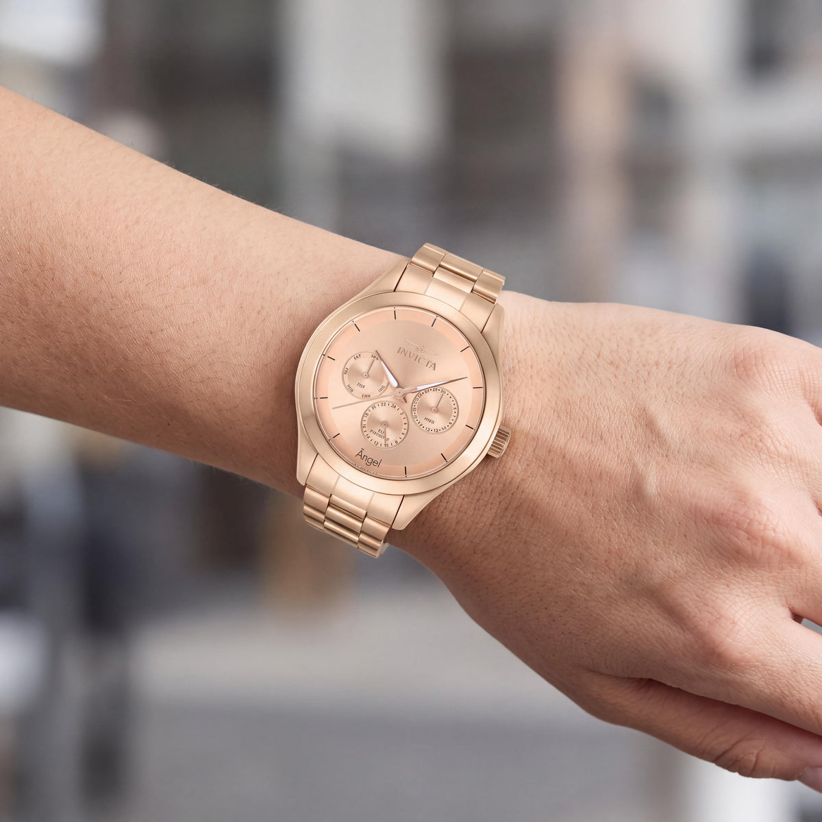 Reloj Invicta Angel de cuarzo suizo para mujer, de acero inoxidable chapado en oro rosa, 40 mm, luminoso y resistente al agua, Photo 3
