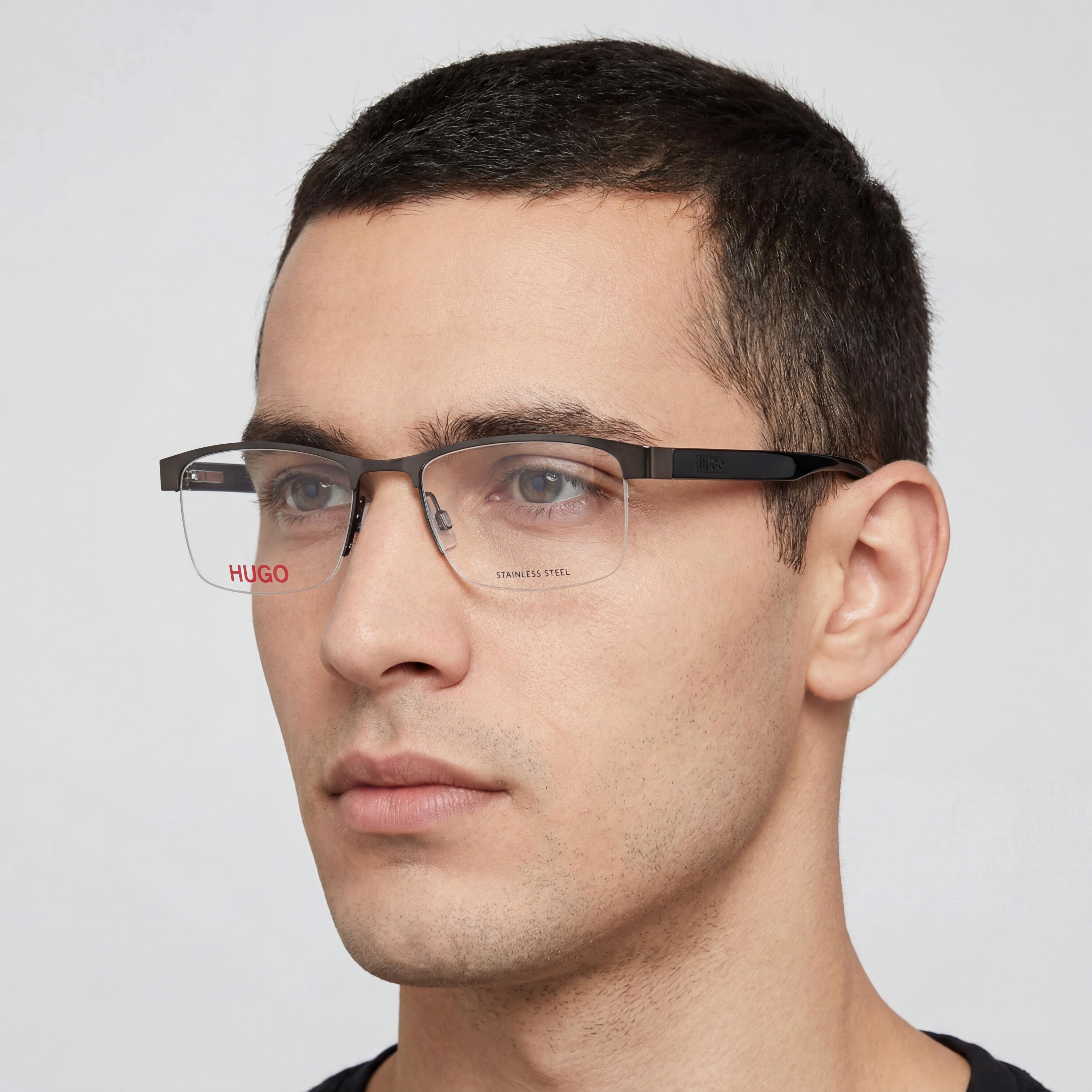 Gafas HUGO Hg 1199 para hombre, de acero inoxidable, con montura en negro rutenio y lentes en negro Truth de 53 mm, Photo 4