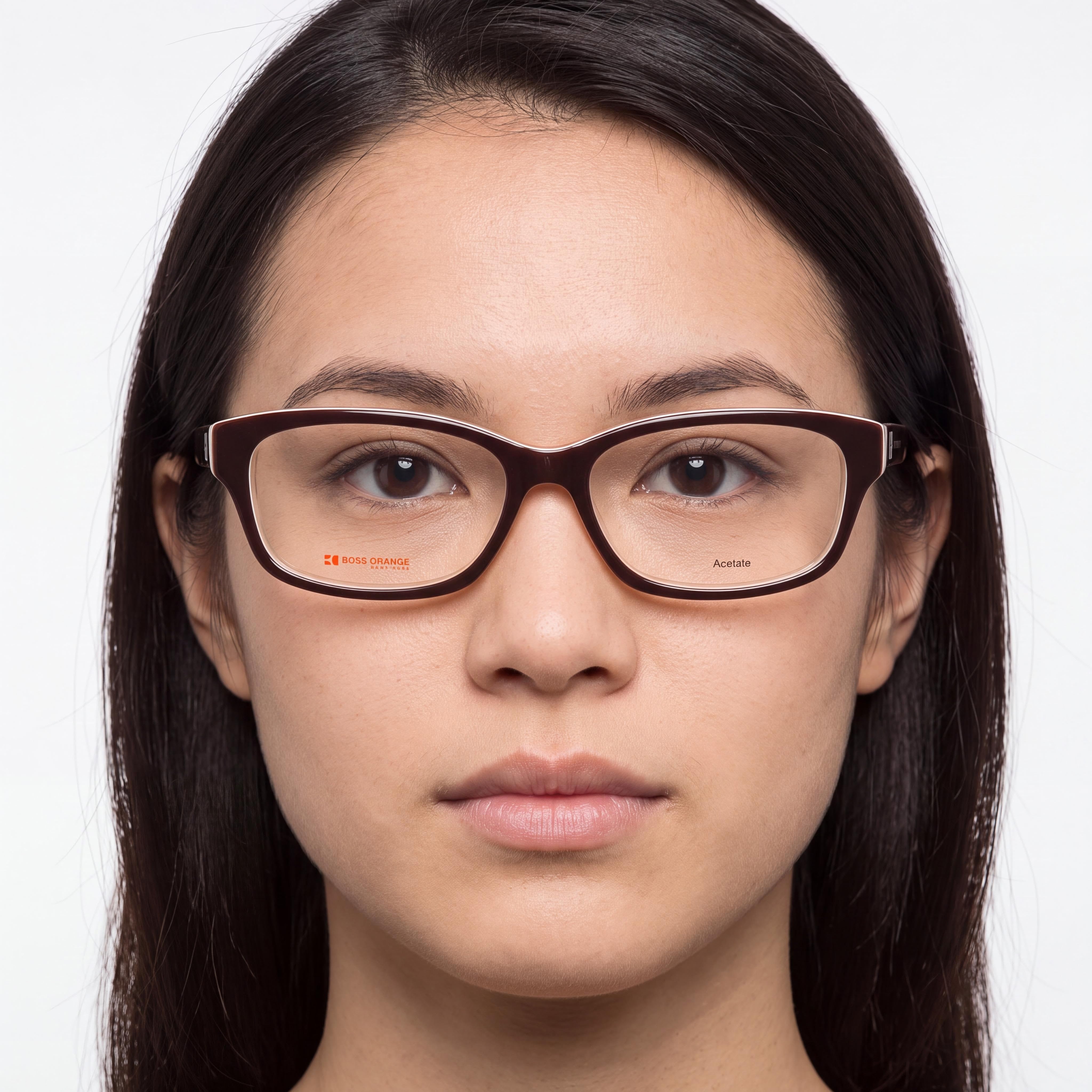 Hugo Boss 0009/N Rectangle Full Rim Plastic Frame Eyeglasses for Men and Women, Brown Ivory, Lens 52mm, Photo 3