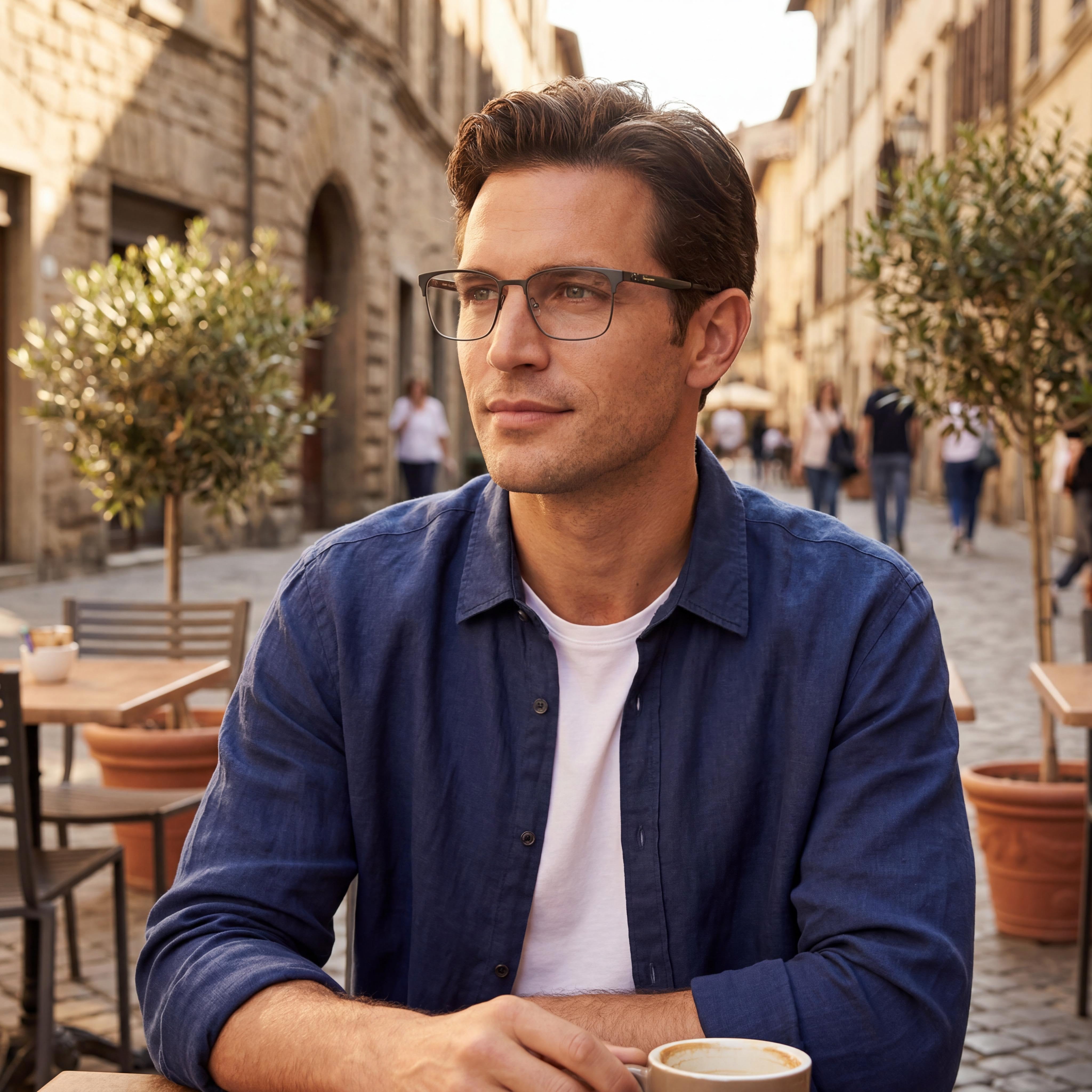 Gafas Salvatore Ferragamo Sf2226 para hombre con montura de acetato negro mate de 53 mm y lentes de policarbonato, Photo 4