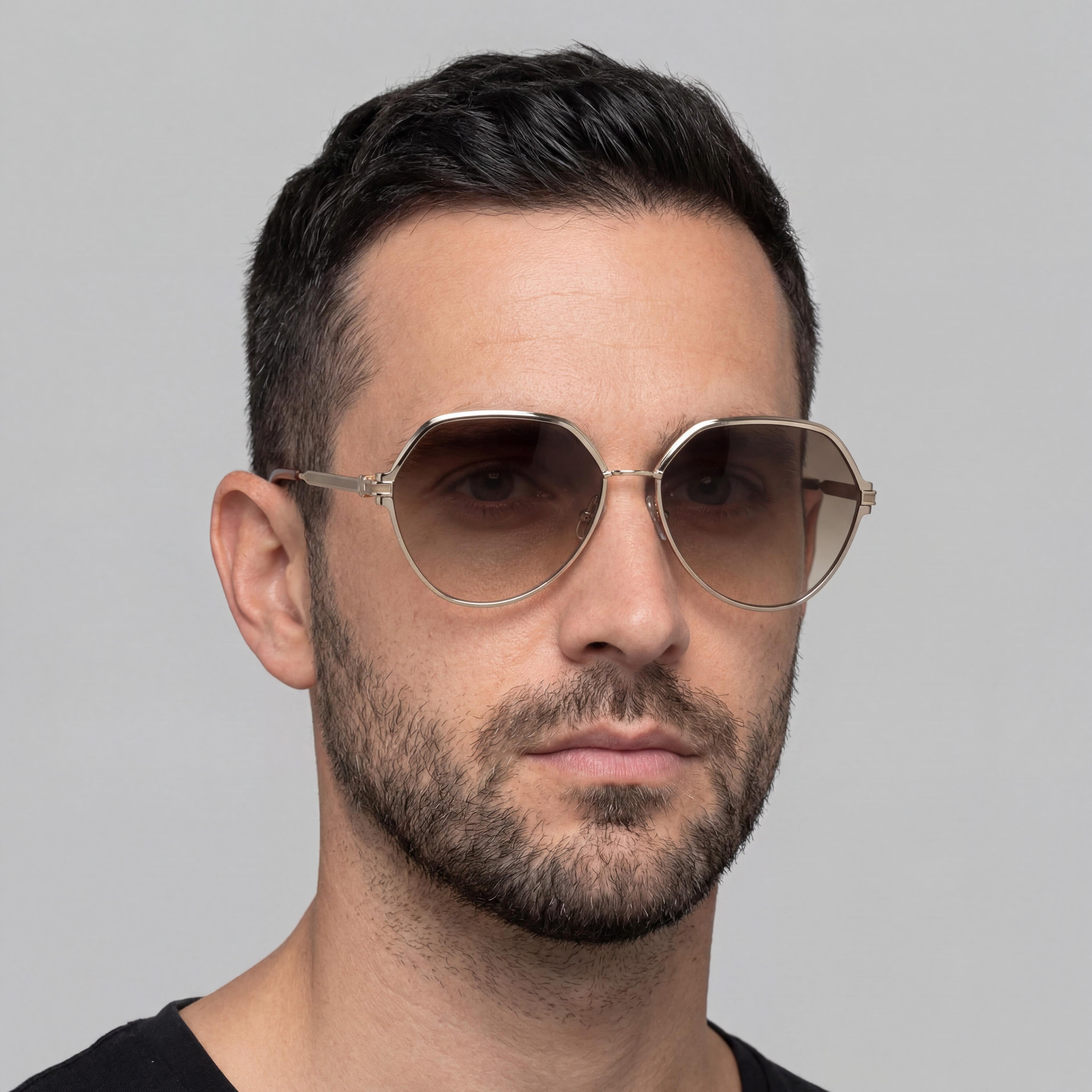 Gafas de sol de metal modernas Ferragamo para hombre no polarizadas con lentes UV 400 de color dorado y marrón degradado de 62 mm, Photo 5