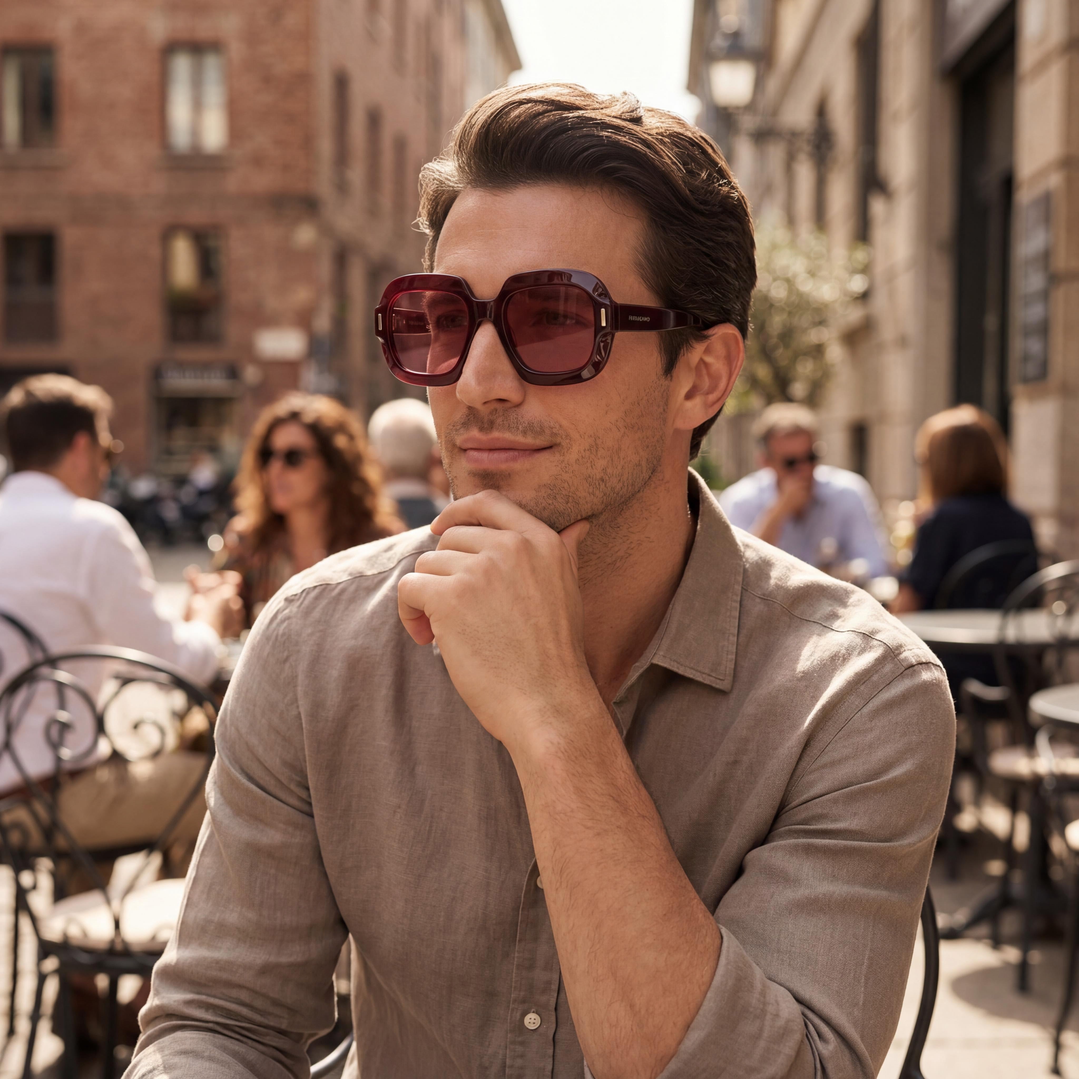 Ferragamo Men's Modern Acetate Burgundy Frame Sunglasses 54, Photo 4