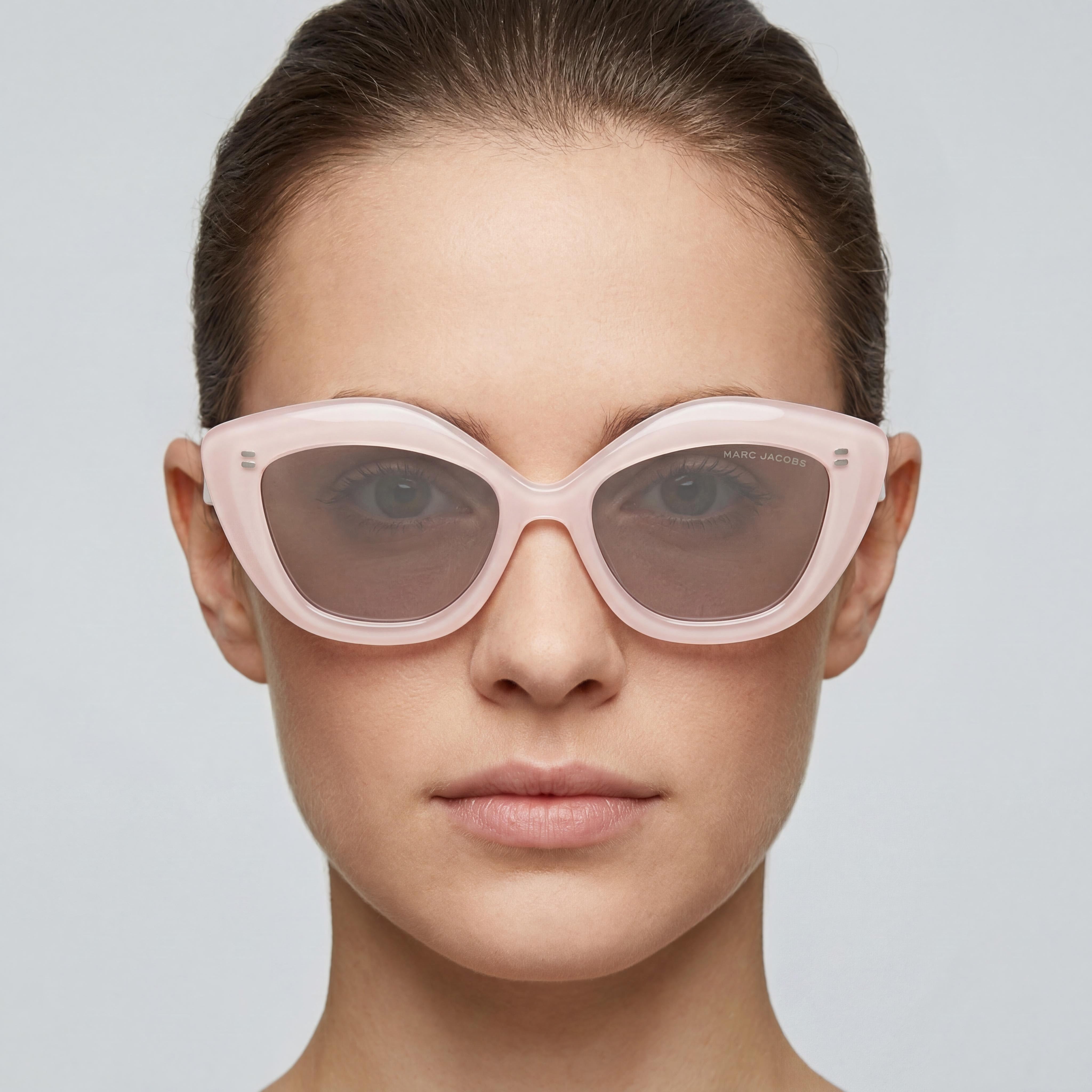 Marc Jacobs Classic MARC 800/S Women's Rectangular Acetate Sunglasses in Crystal Pink with Grey Lenses 50-18-145, Photo 5