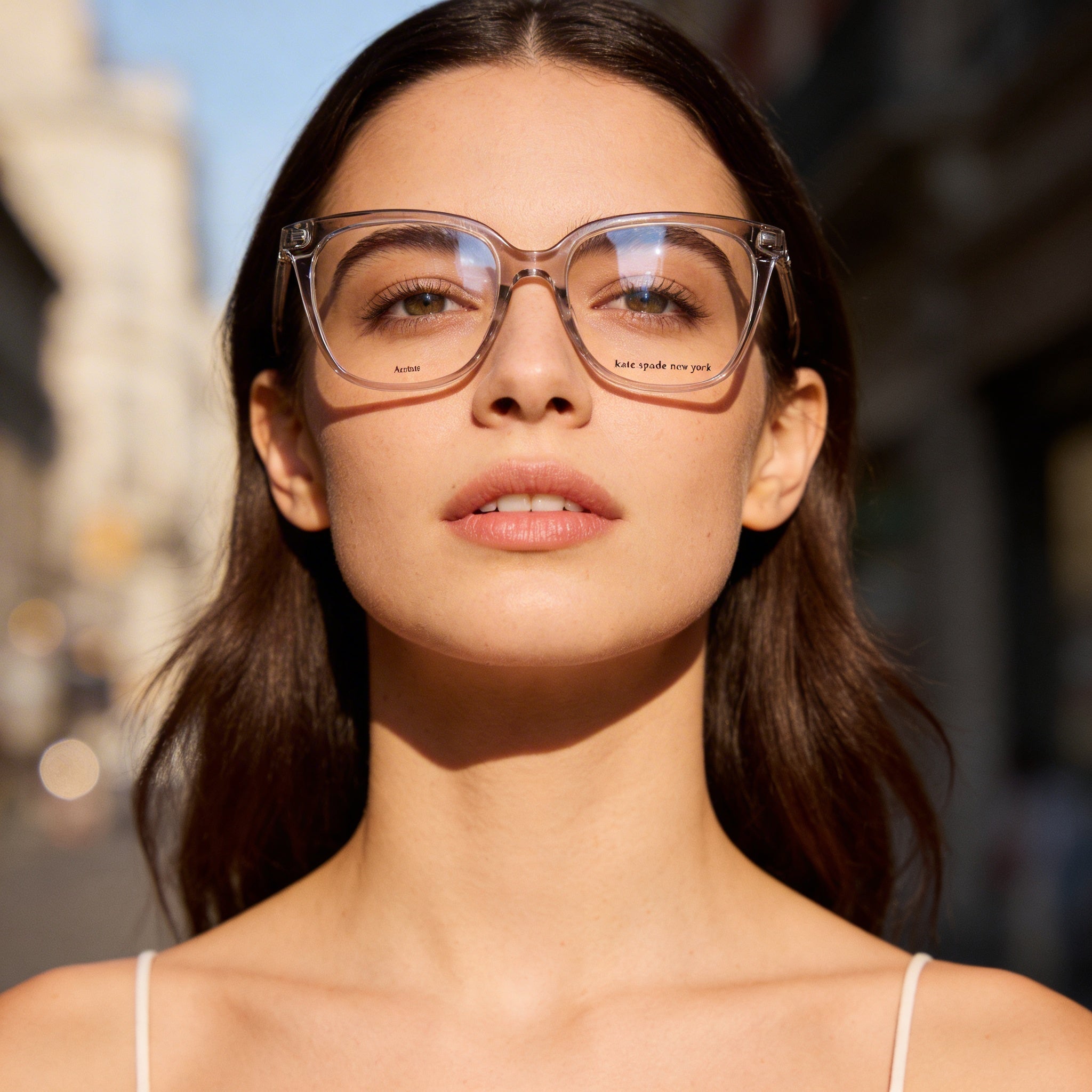 Kate Spade New York Modern Unisex Square Frame Eyeglasses Transparent Grey Acetate with Grey Lenses 51mm, Photo 6