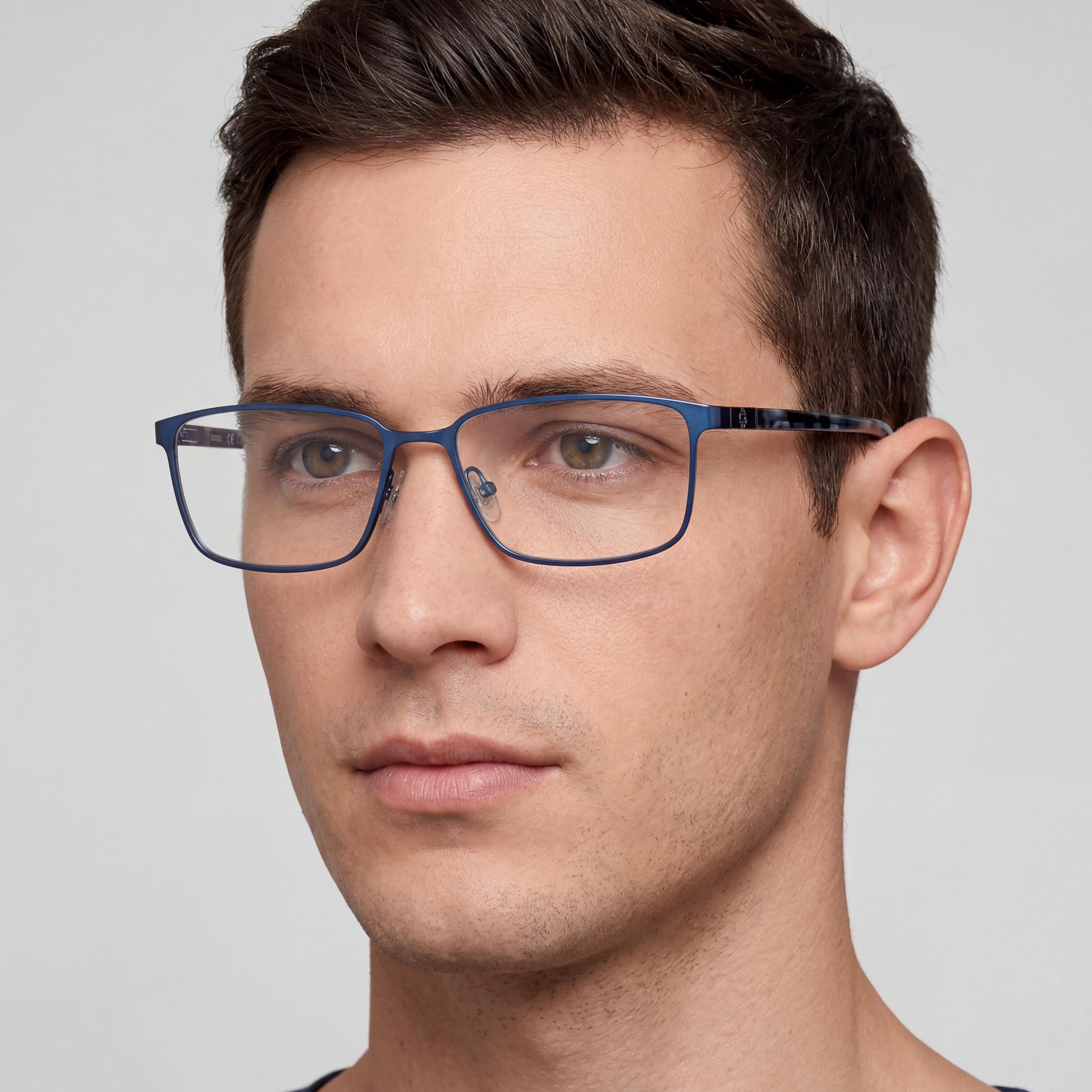 GUESS Gu50244 Men's Optical Eyewear Frames with Matte Blue Shiny Blue Metal Design, Size 55-16-145, Photo 4