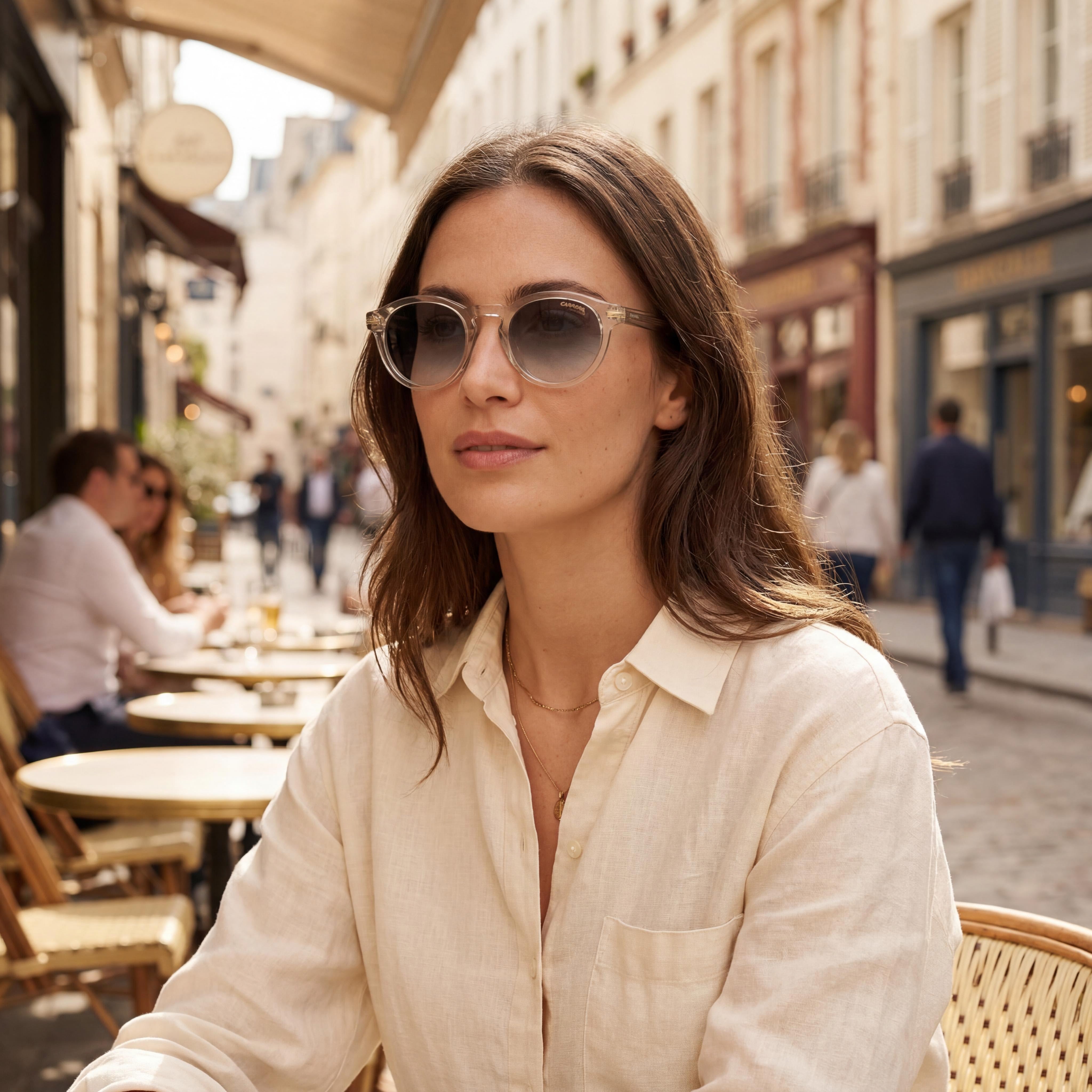 Carrera Modern Women's Acetate Beige Frame Sunglasses, Grey Shaded Gold Mirror Lenses, UV Protection, 48mm, Photo 5