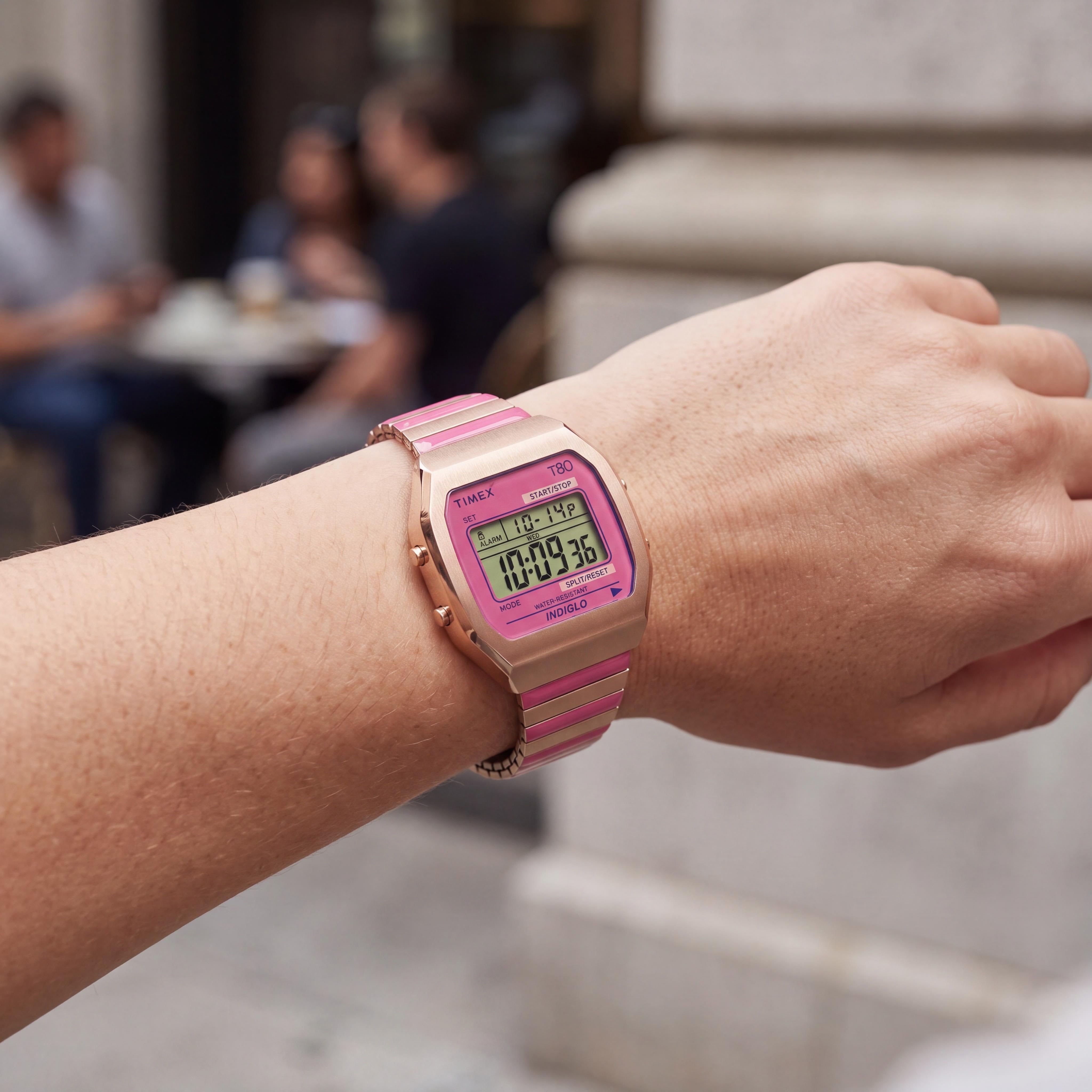Timex Modern Women's Chronograph Watch, Rose Gold-Tone Case & Band, Pink Dial, Backlight Feature, 36mm, Photo 4