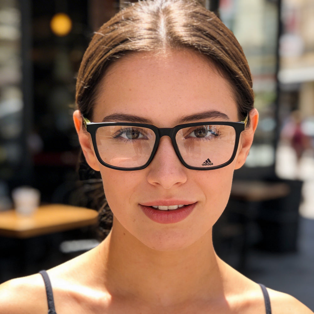 Adidas geometric Matte Black Pantographed Plastic Unisex Eyeglasses 53mm