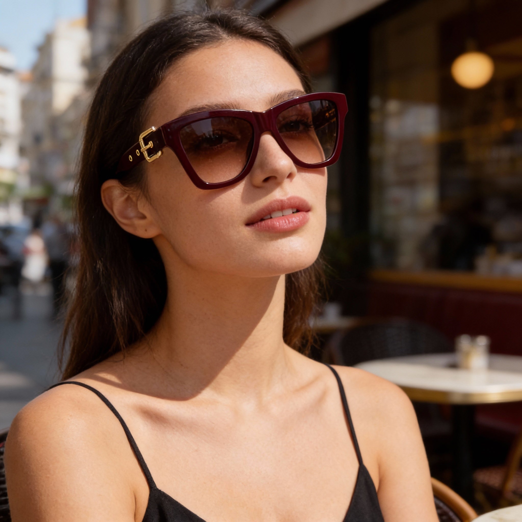 Moschino MOS131/S Women's Modern Square Full-Rim Burgundy Plastic Sunglasses 54mm 100% UV Protected, Photo 5