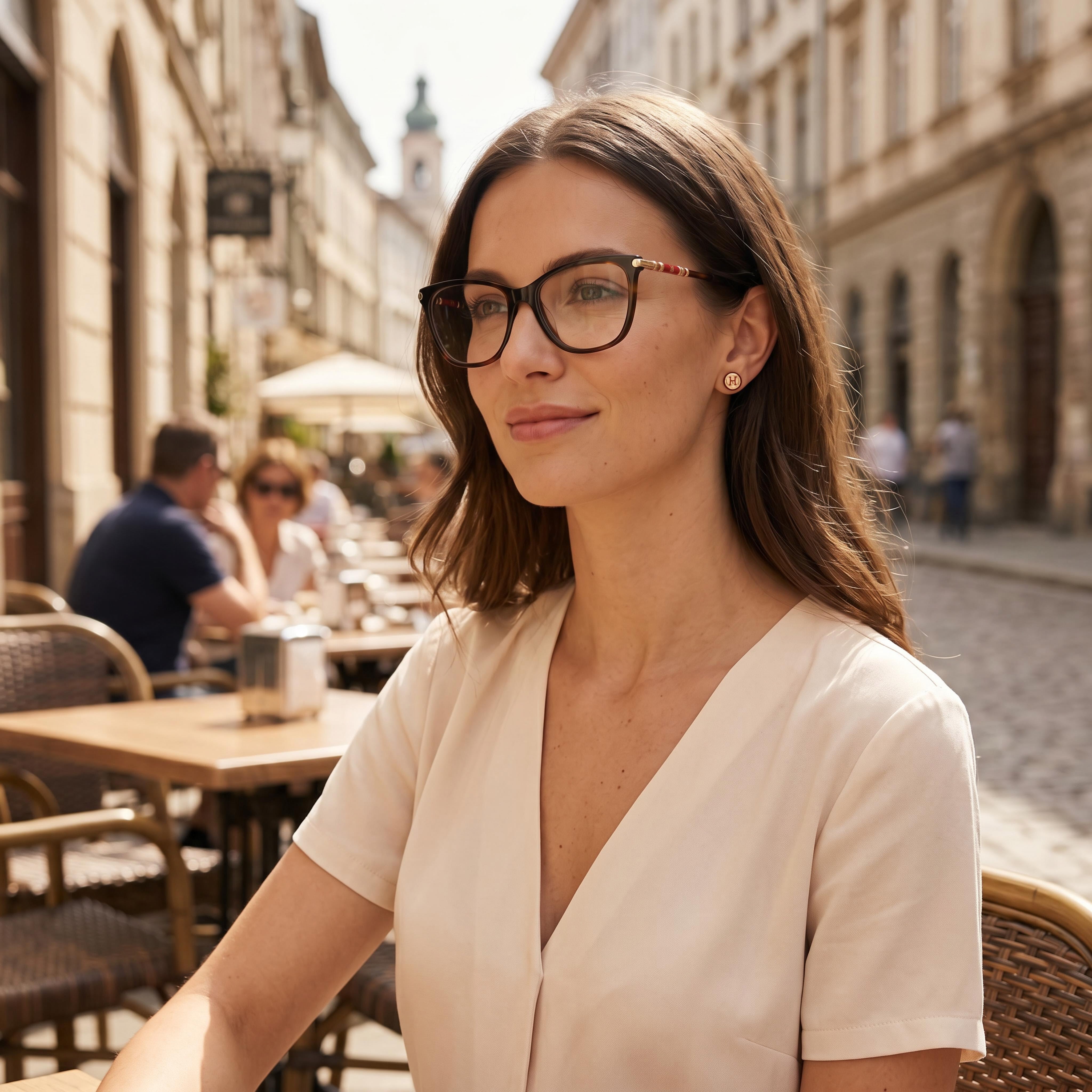 Gafas Carolina Herrera CH 0028 de mujer, estilo ojo de gato, con montura de plástico habana y lentes de policarbonato de 53 mm, Photo 5