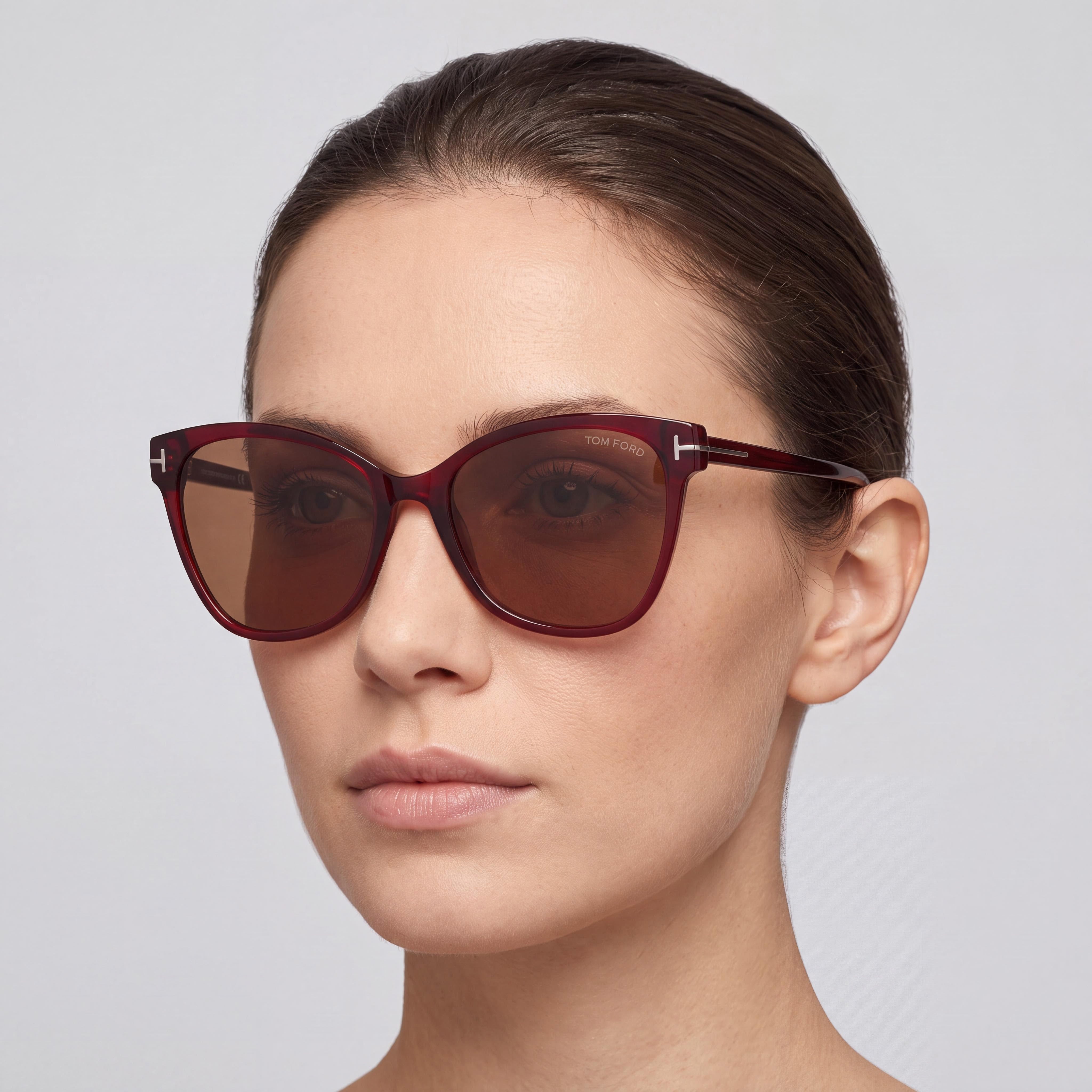 Tom Ford Ft0844 Ani Women's Brown, Burgundy Plastic Frame UV Protected Sunglasses 58mm, Photo 5