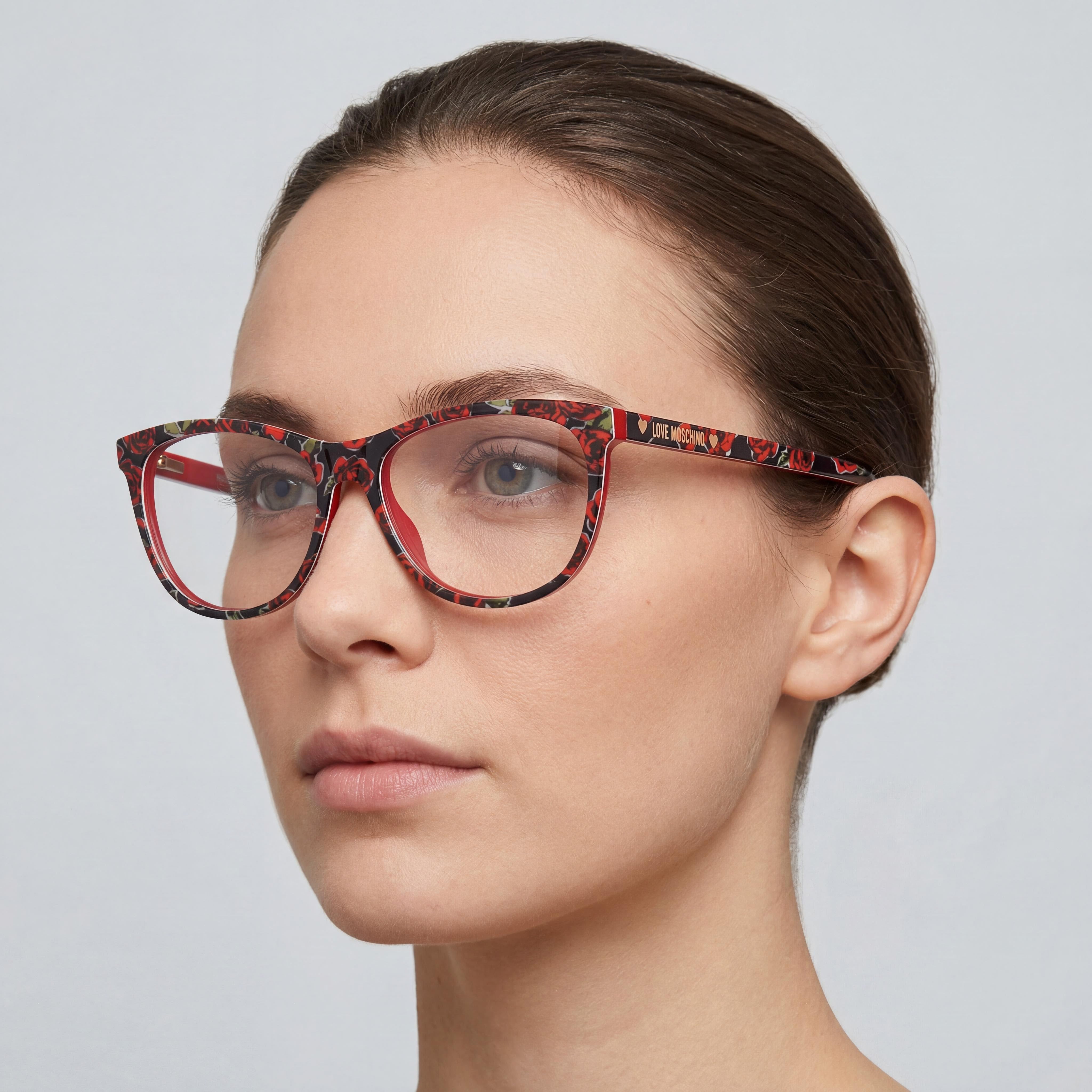 Love Moschino Mol524 Women's Bold, Vibrant Red Pattern Acetate Eyewear with Polycarbonate Lenses 53-16-145mm, Photo 3