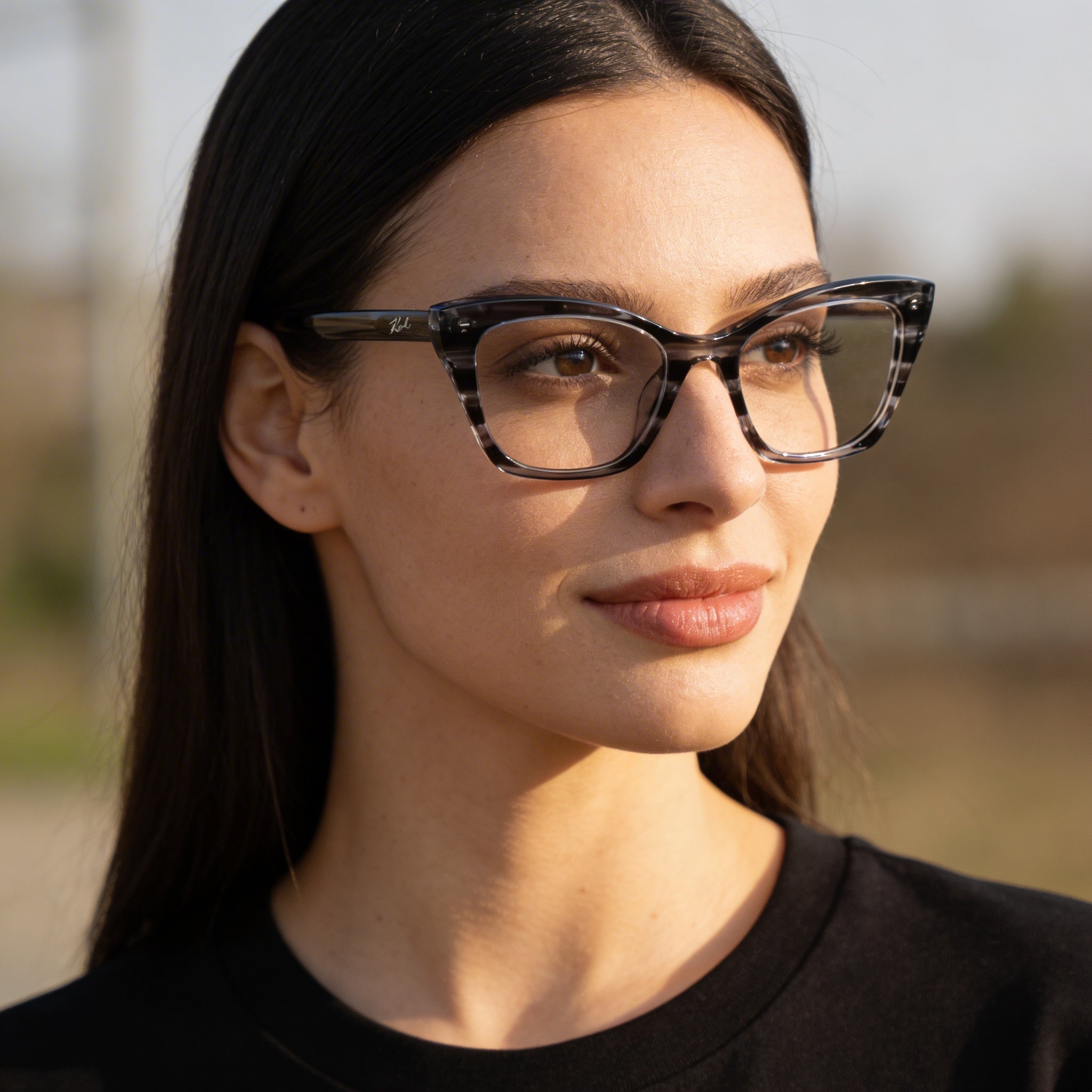 Montura de acetato para mujer KARL LAGERFELD Modern KL6134 en gris a rayas con lentes no polarizadas de 52 mm, Photo 6