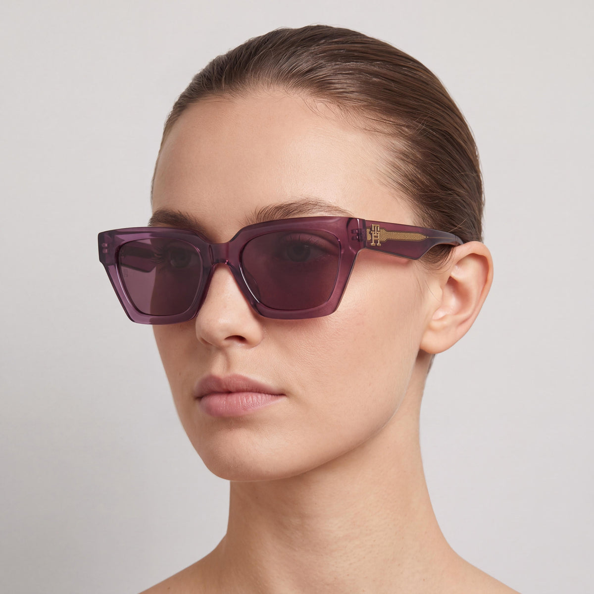 Gafas de sol informales Tommy Hilfiger para mujer con montura de acetato malva, lentes de policarbonato rosa, protección UV del 100 %, 52 mm, Photo 4