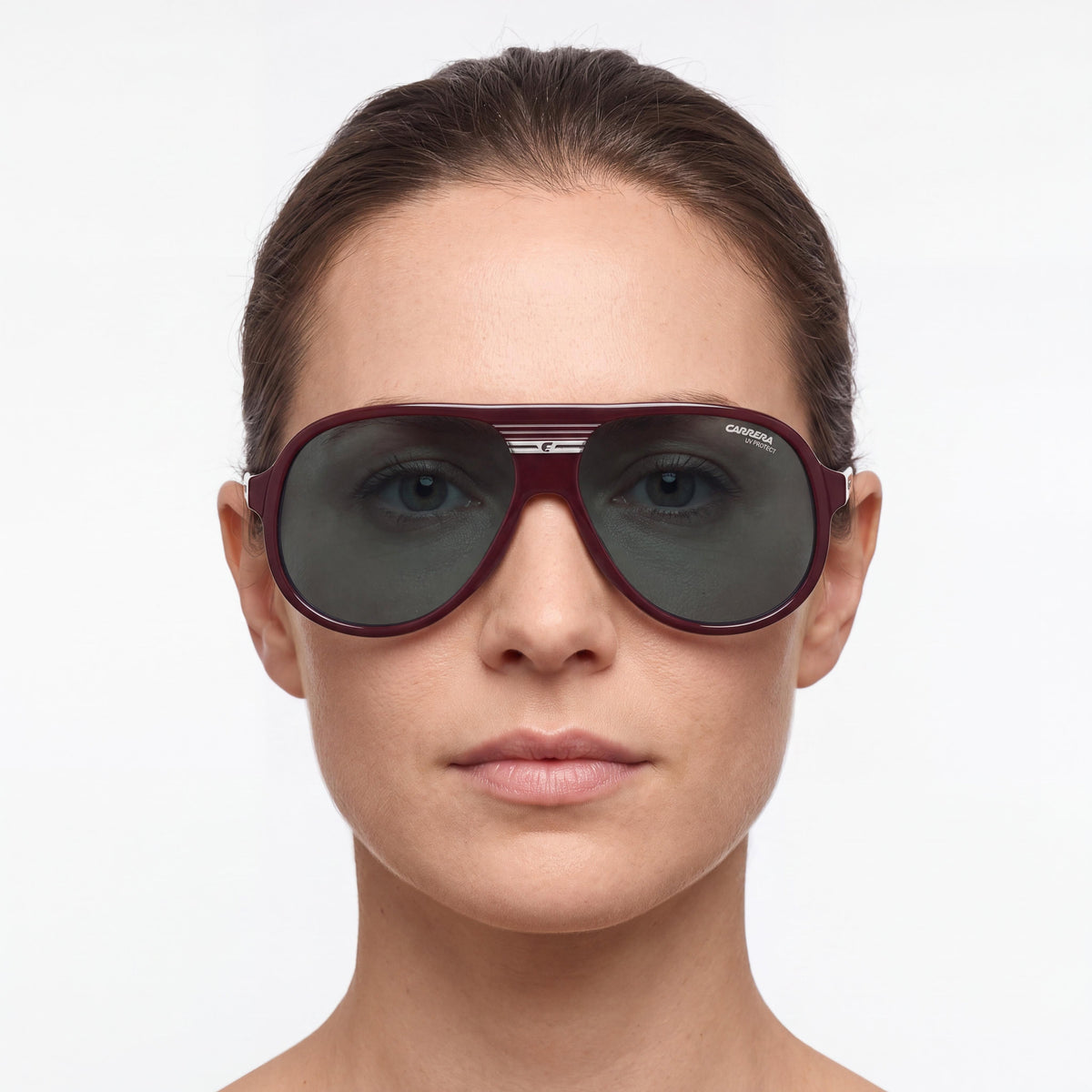 Carrera Casual Women's Burgundy Acetate Frame Sunglasses with Polycarbonate Lenses, 59mm Lens Width, Photo 4