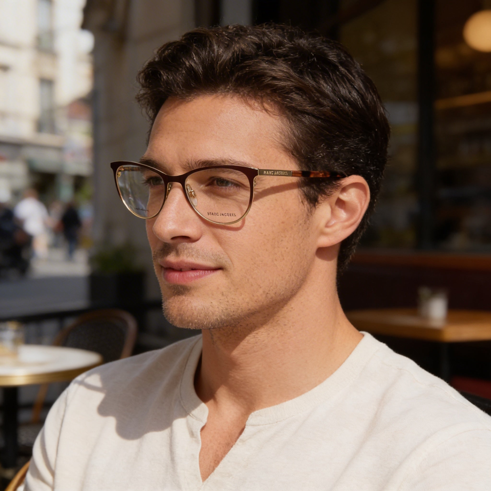 Marc Jacobs Modern Marc 708 Men's Stainless Steel Polycarbonate Sunglasses Matte Brown Gold 54mm, Photo 5