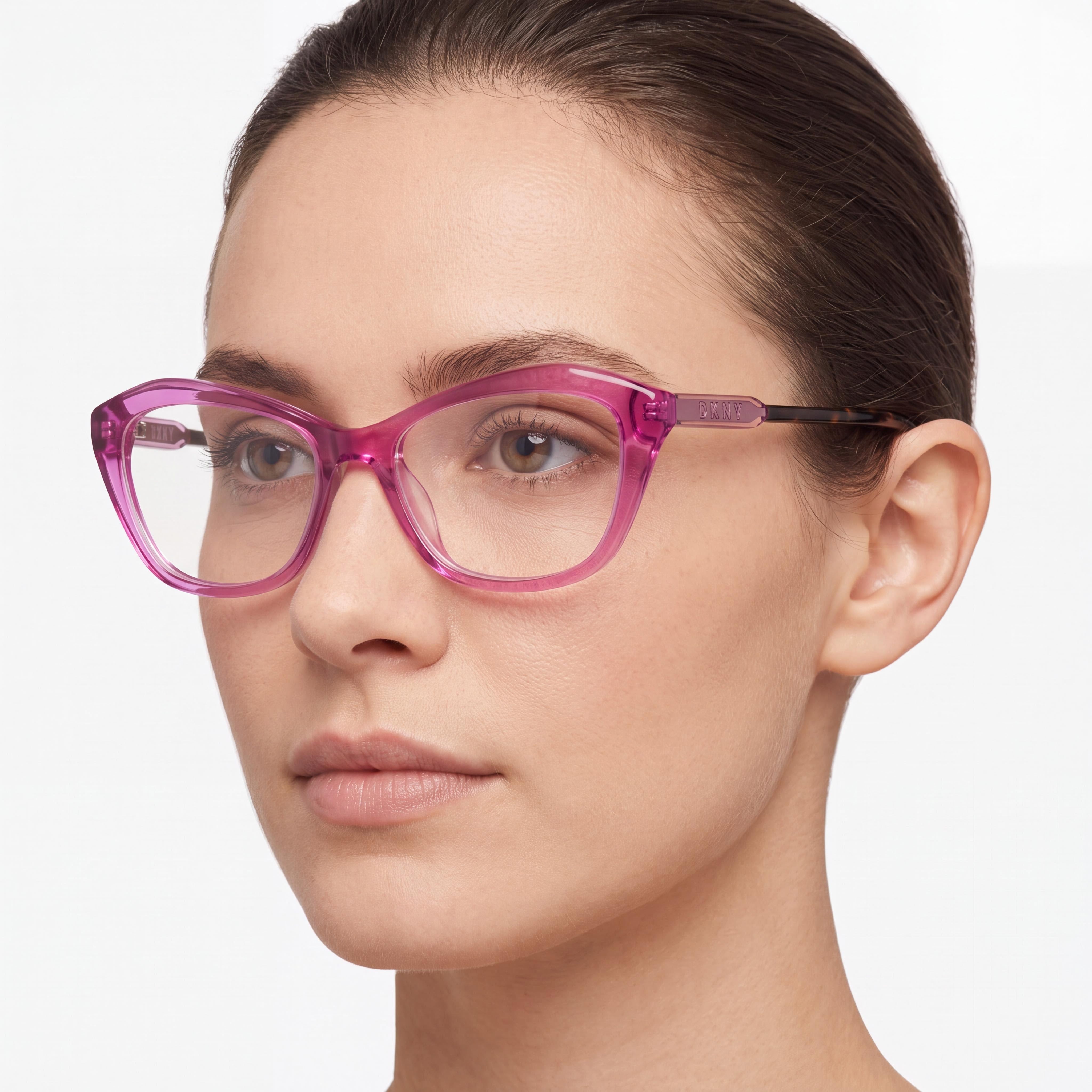 DKNY Dk5042 Women's Acetate Eyeglasses Frame in Crystal Orchid with 53mm Lens Width and 16mm Bridge, Photo 4