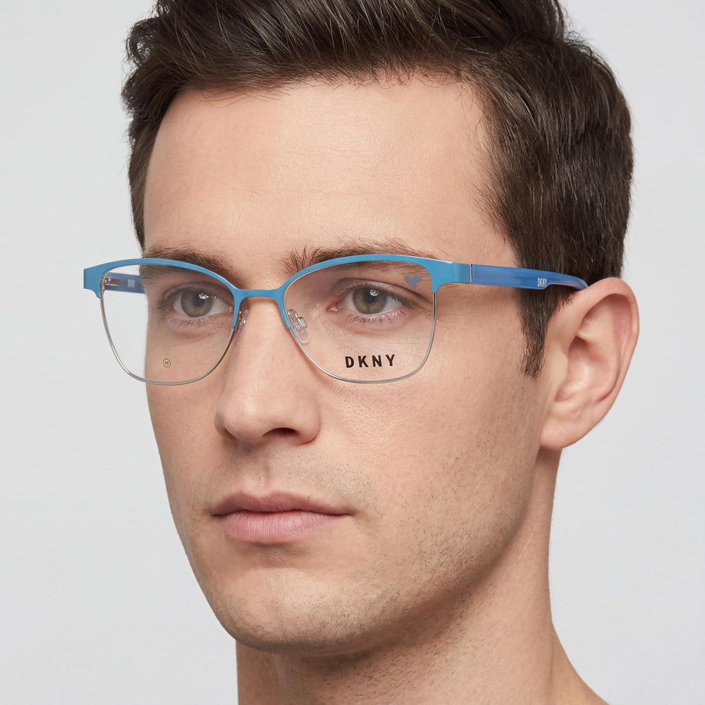 Gafas de sol DKNY Modern DK3007 unisex con montura de acetato, lentes de policarbonato, color azul turquesa y plateado, 52-16-135 mm