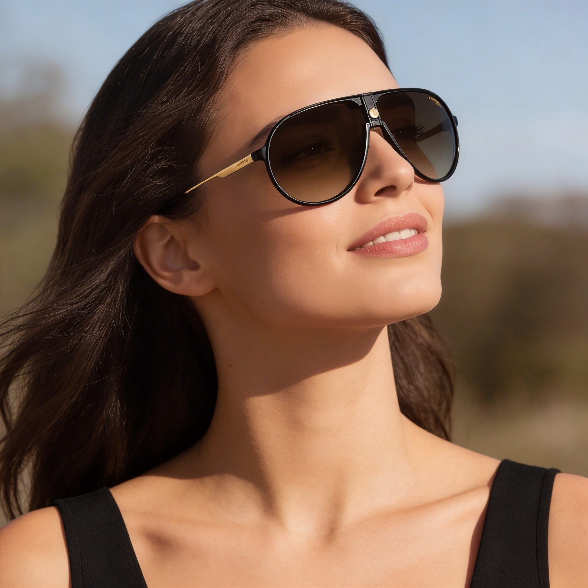 Carrera 1034/S Unisex Polyamide Black Brown Gradient Sunglasses, Brown Gradient Non-Polarized UV Lenses 140mm, Photo 4